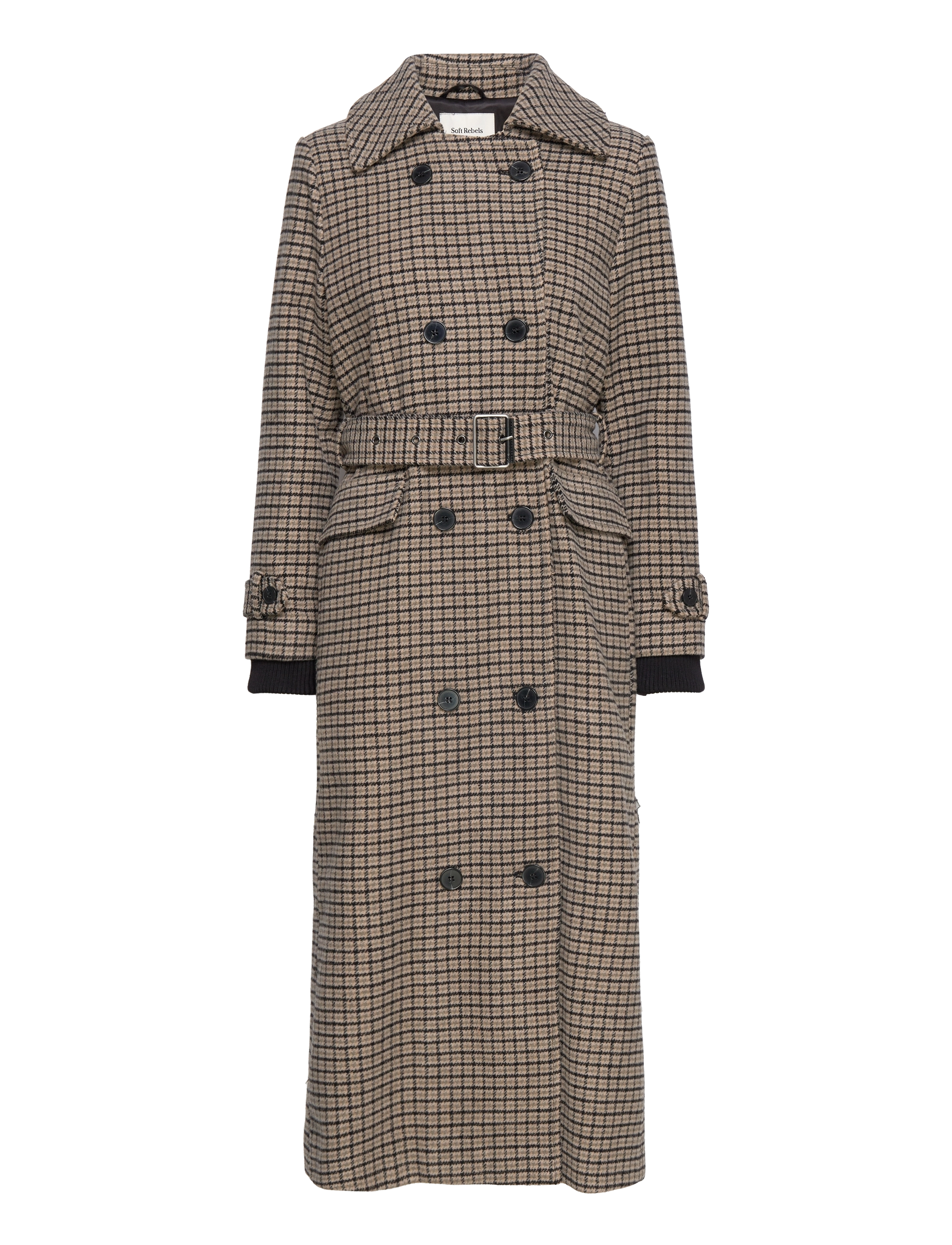 SOFT REBELS Srelodie Check Long Mantel Braun - L - Damen