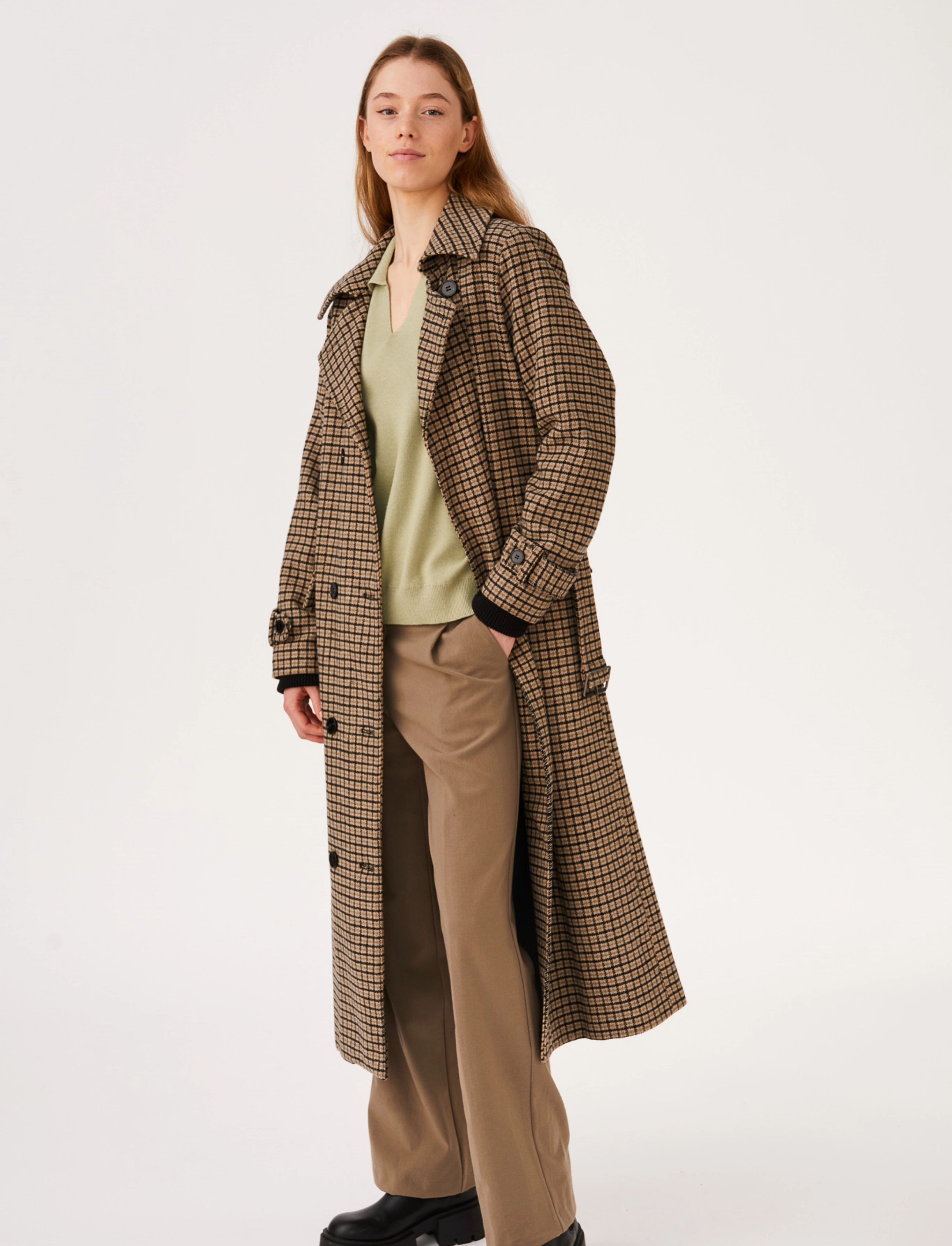 Soft Rebels - SRElodie Check Long Coat - bungee cord - 2