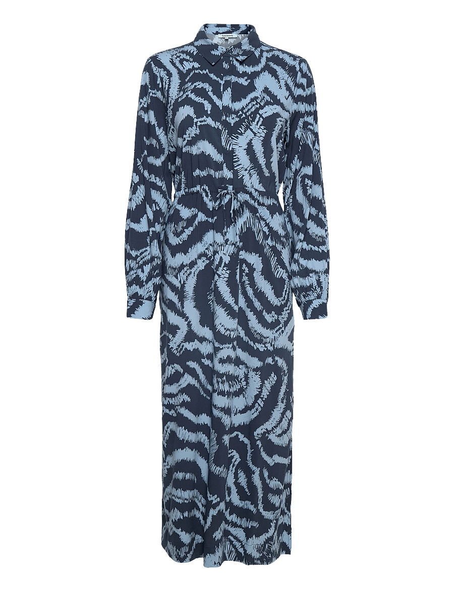 Soft Rebels - SRAmora Midi Dress - skjortklänningar - graphic waves ashley blue - 0