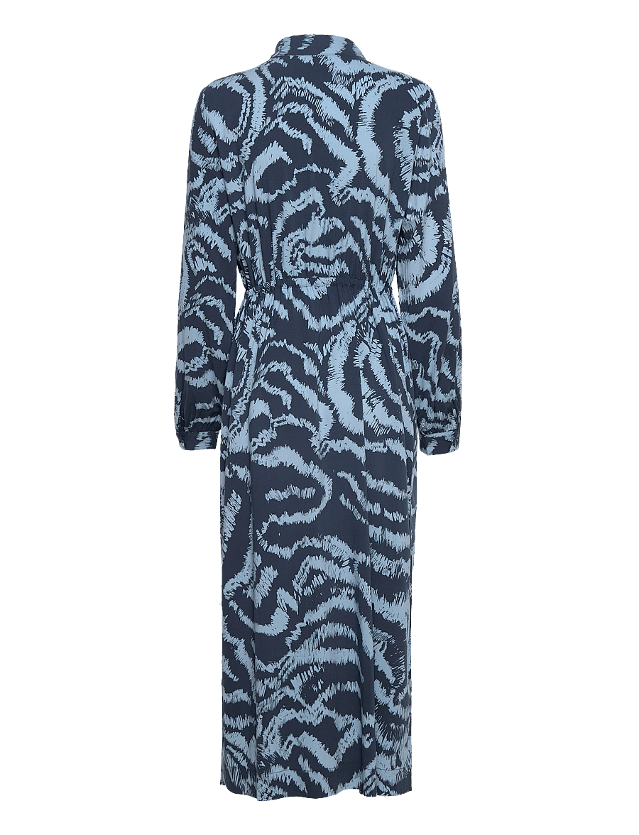 Soft Rebels - SRAmora Midi Dress - skjortklänningar - graphic waves ashley blue - 1