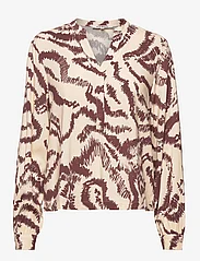 Soft Rebels - SRAmora Blouse - long-sleeved blouses - graphic waves decadent chocolate - 0