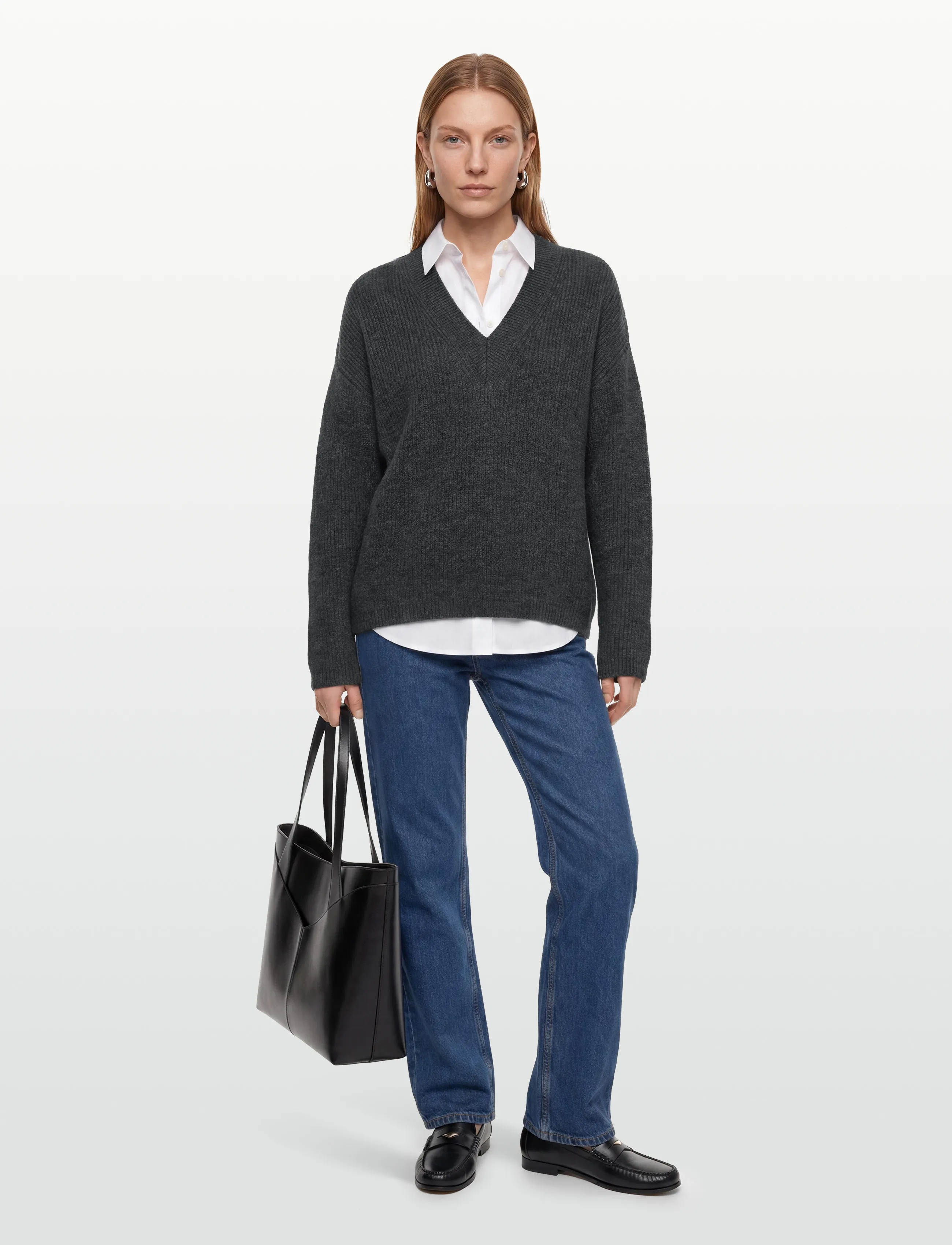 Soft Rebels SRWest V-neck Knit - Soft Rebels - CHARCOAL MELANGE / grey