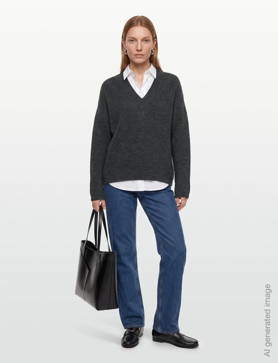 Soft Rebels - SRWest V-neck Knit - pullover - charcoal melange - 0