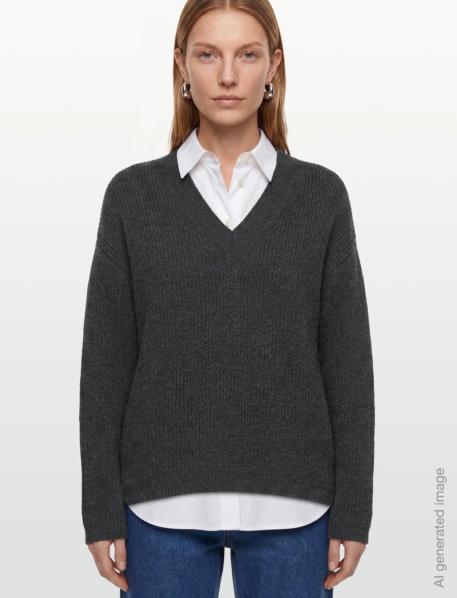Soft Rebels - SRWest V-neck Knit - pullover - charcoal melange - 3