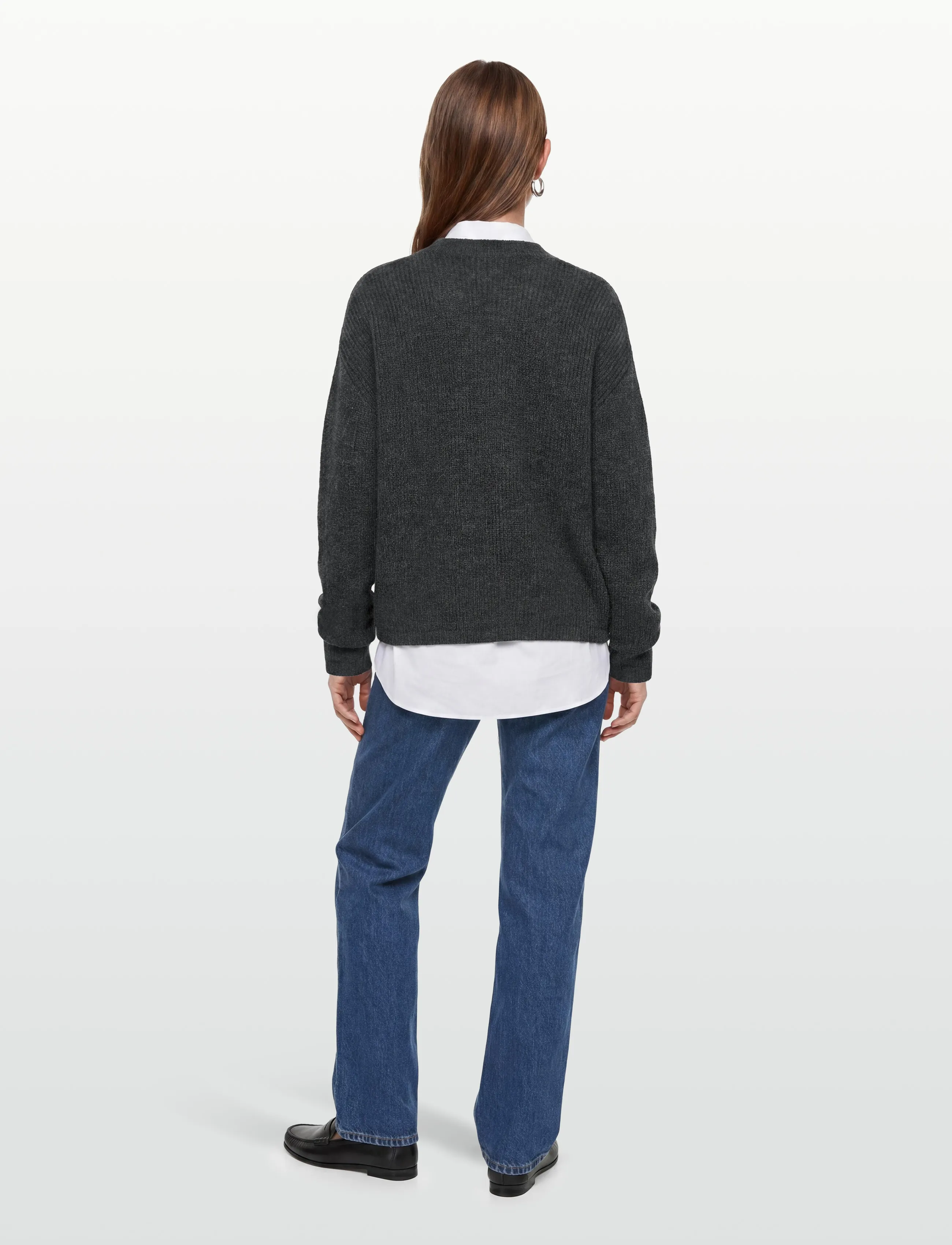 Soft Rebels - SRWest V-neck Knit - kampsunid - charcoal melange - 4