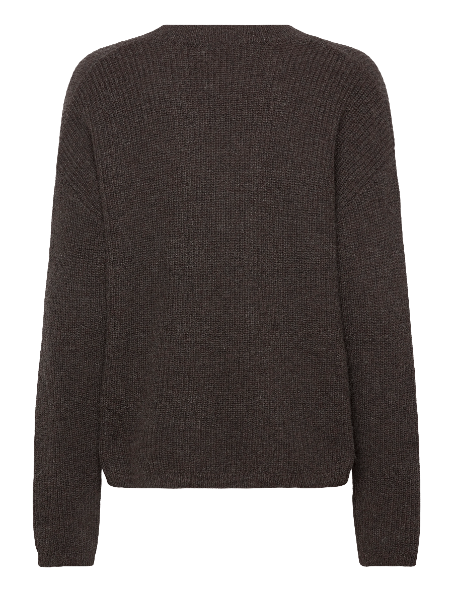 Soft Rebels - SRWest V-neck Knit - striktrøjer - coffee quartz melange - 1