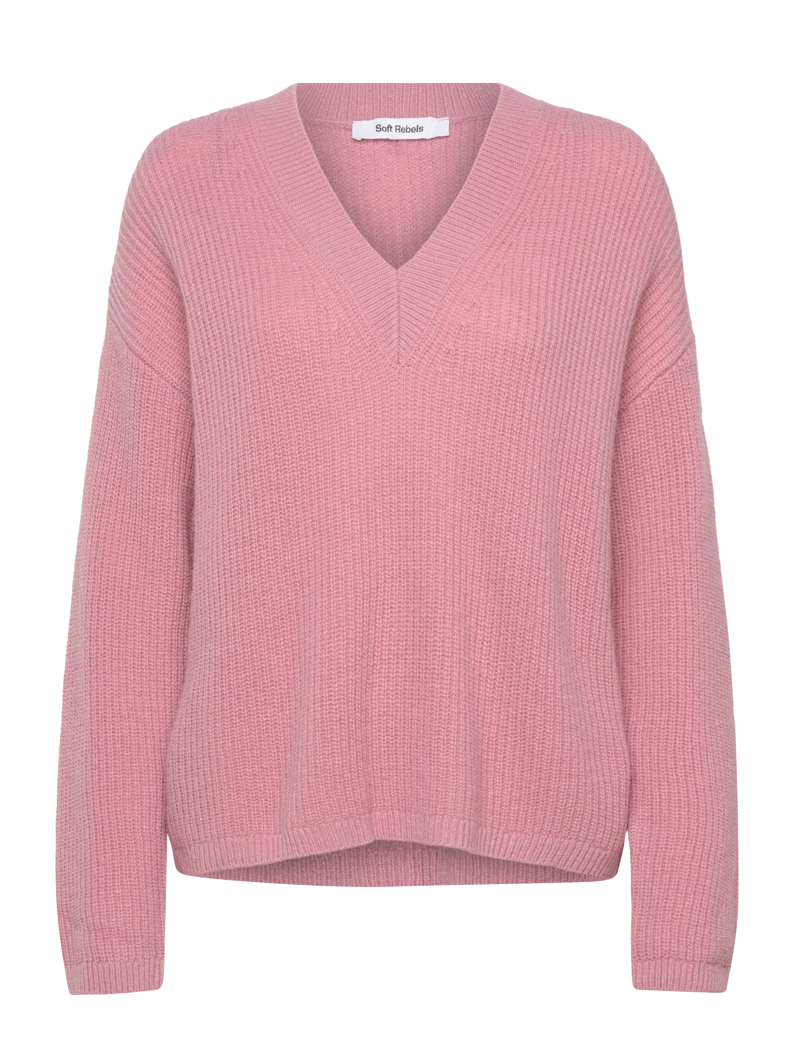Soft Rebels SRWest V-neck Knit - Knitwear - ZEPHYR MELANGE / pink/rose