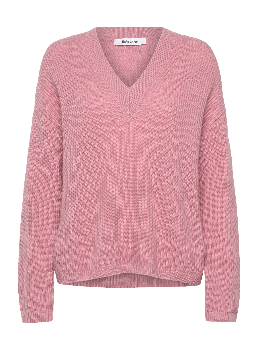 Soft Rebels - SRWest V-neck Knit - striktrøjer - zephyr melange - 0