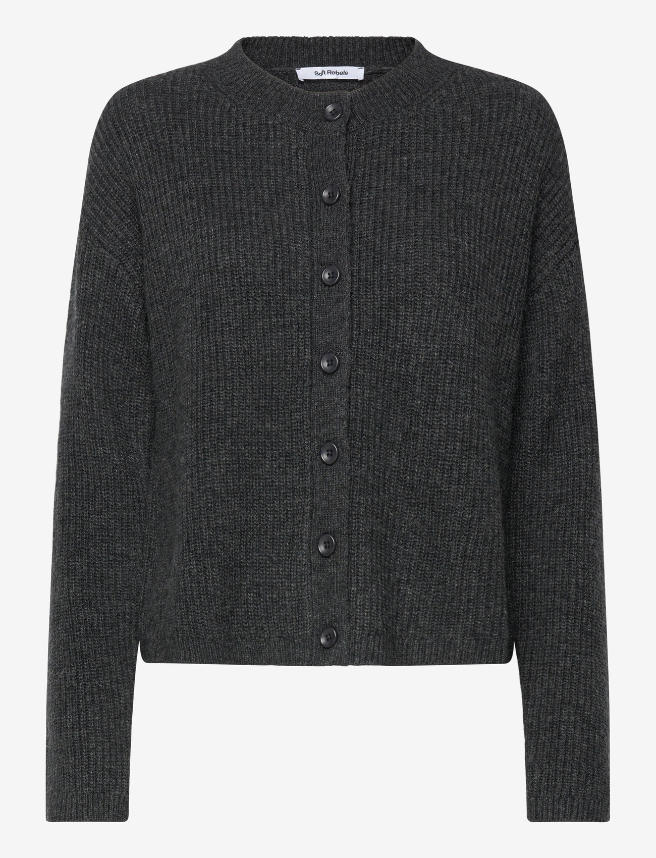 Soft Rebels - SRWest Cardigan Knit - koftor - charcoal melange - 0
