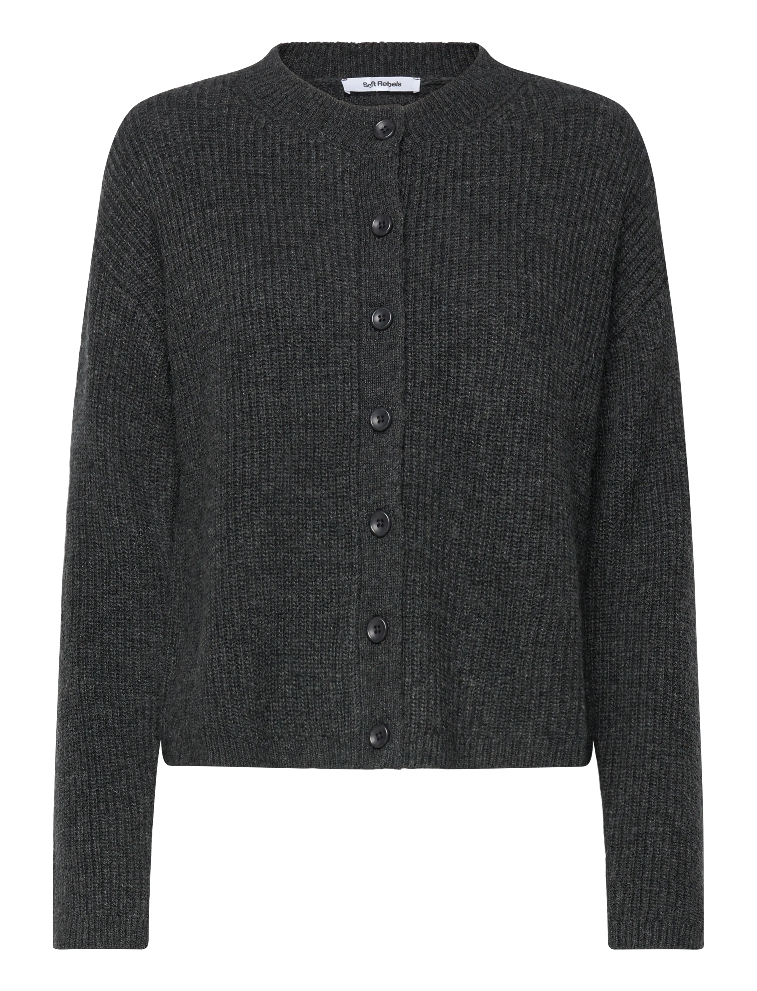 Soft Rebels SRWest Cardigan Knit - Tøj - CHARCOAL MELANGE / grey