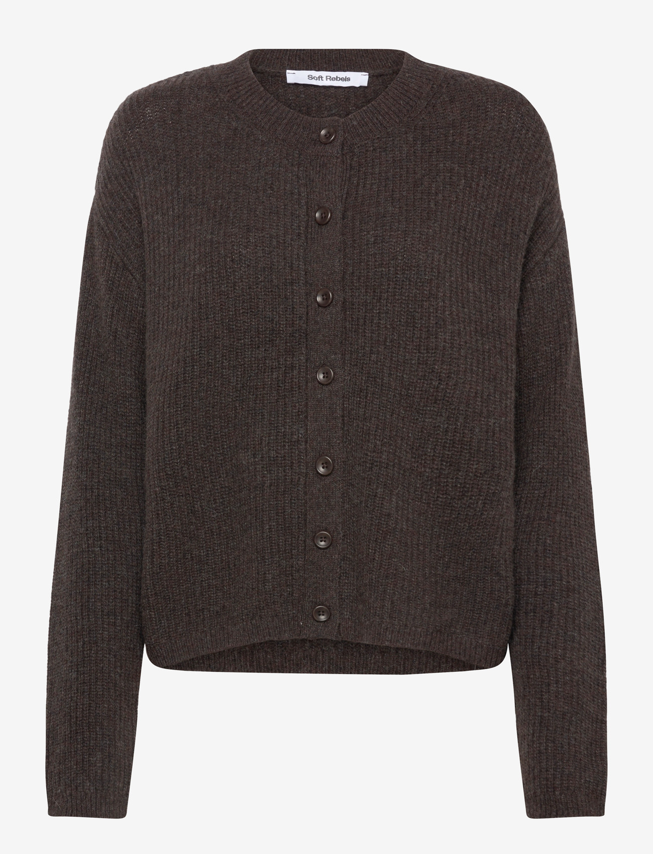 Soft Rebels - SRWest Cardigan Knit - cardigans - coffee quartz melange - 0