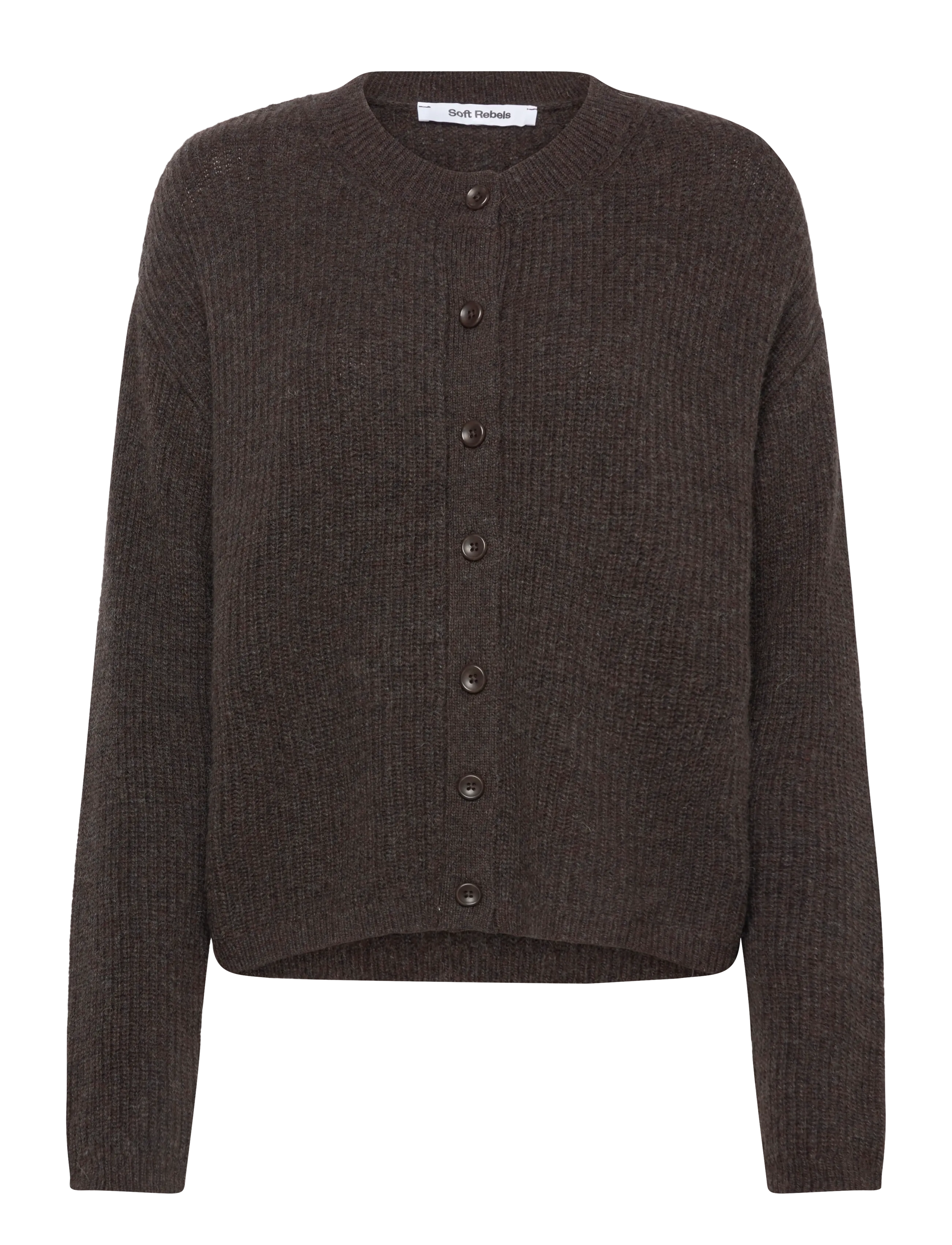 Soft Rebels SRWest Cardigan Knit - Soft Rebels - COFFEE QUARTZ MELANGE / grey