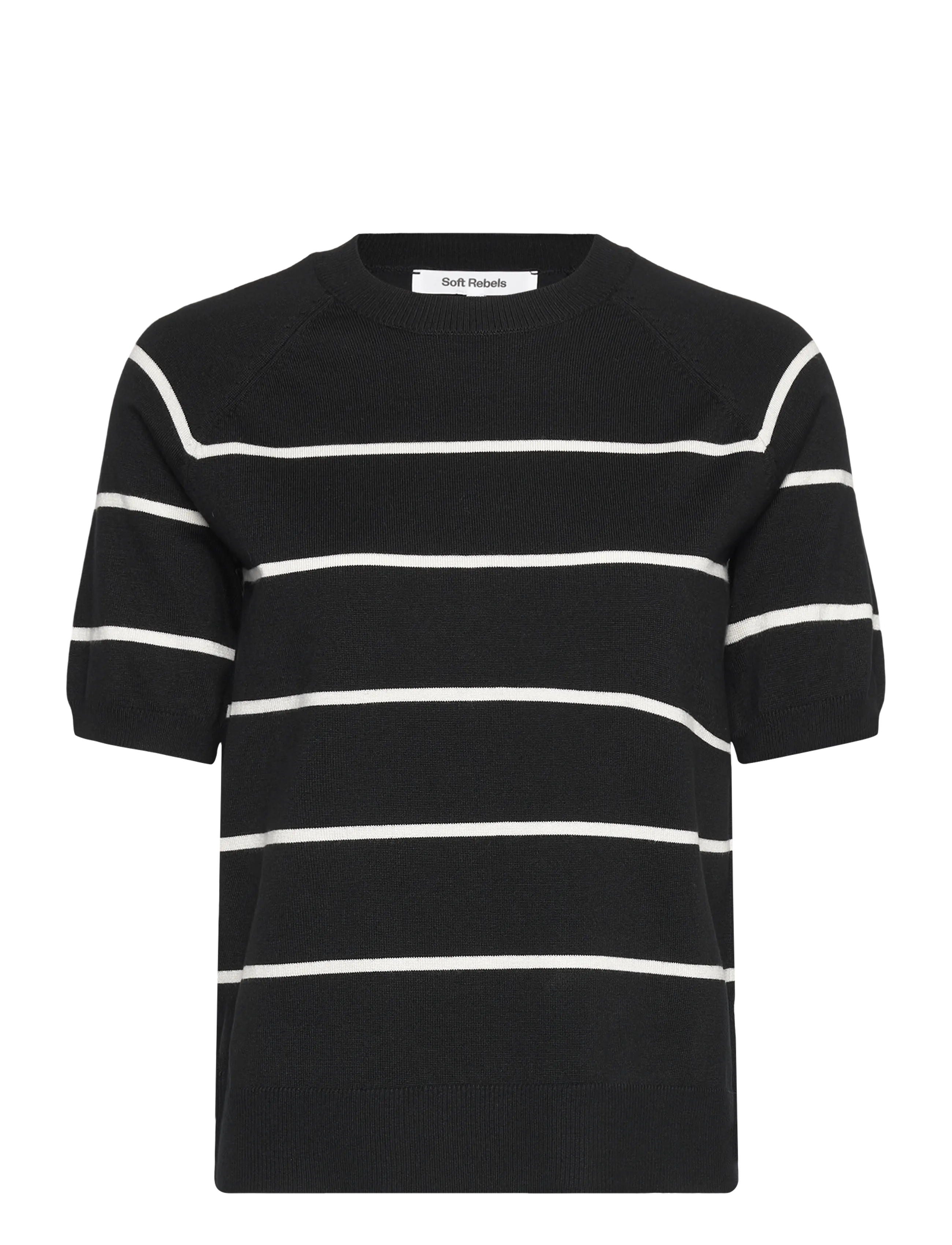 Soft Rebels SRMarla Stripe SS Knit - Pullover - 001 BLACK / black