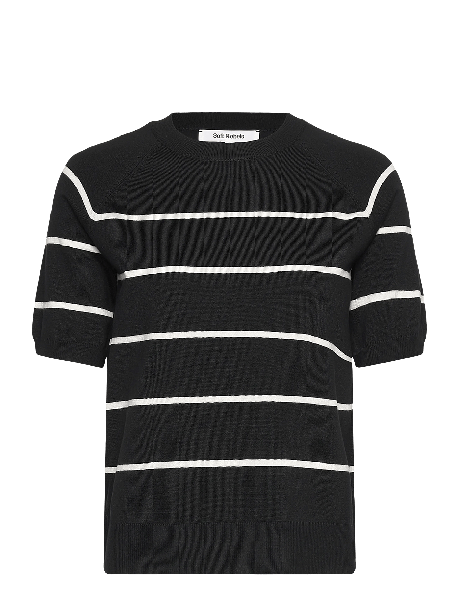Soft Rebels - SRMarla Stripe SS Knit - 001 black - 1