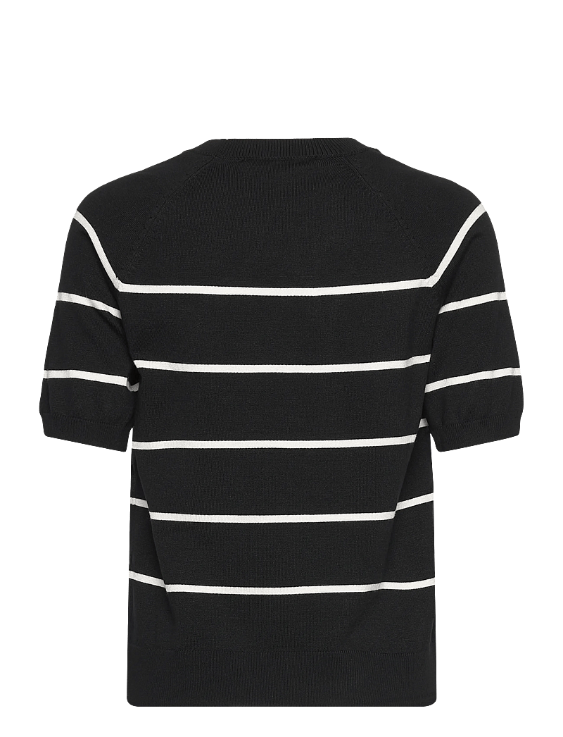 Soft Rebels - SRMarla Stripe SS Knit - stickade tröjor - 001 black - 1
