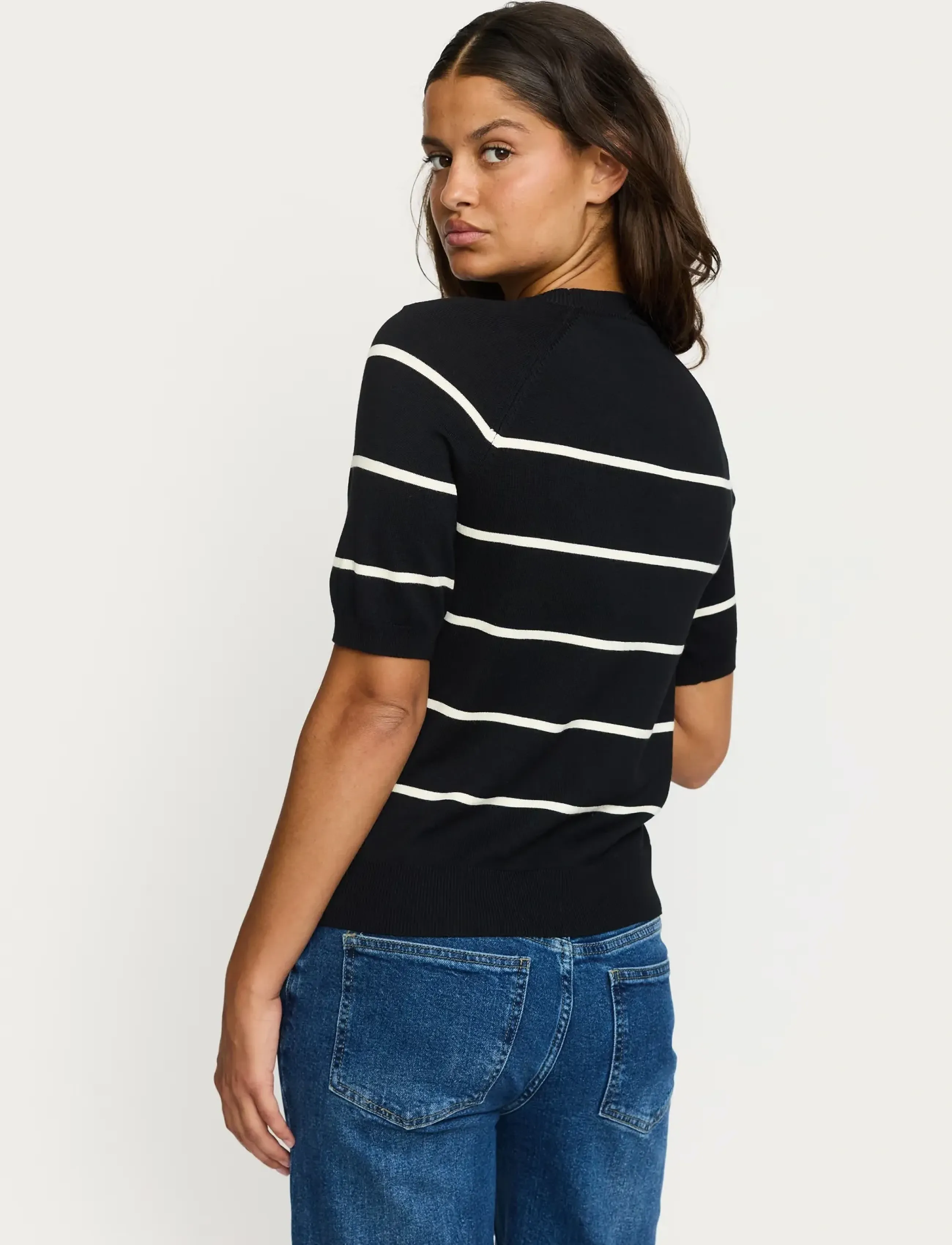 Soft Rebels - SRMarla Stripe SS Knit - 001 black - 3