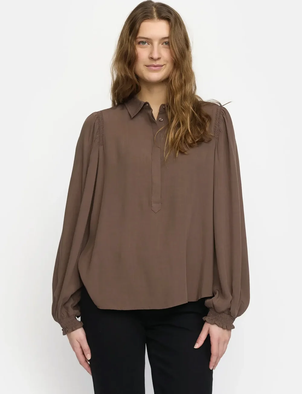 Soft Rebels - SRAnne Mayson Shirt - langærmede skjorter - coffee quartz - 0