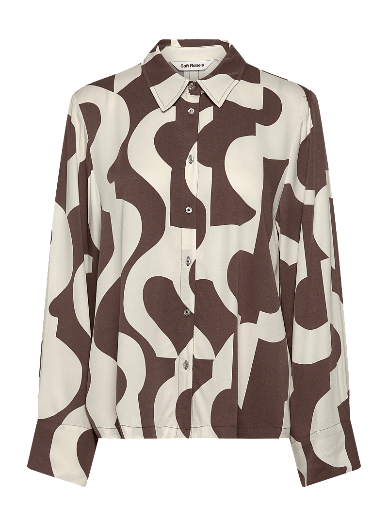 Soft Rebels - SRFiona Shirt - långärmade skjortor - earthy artscape - 0
