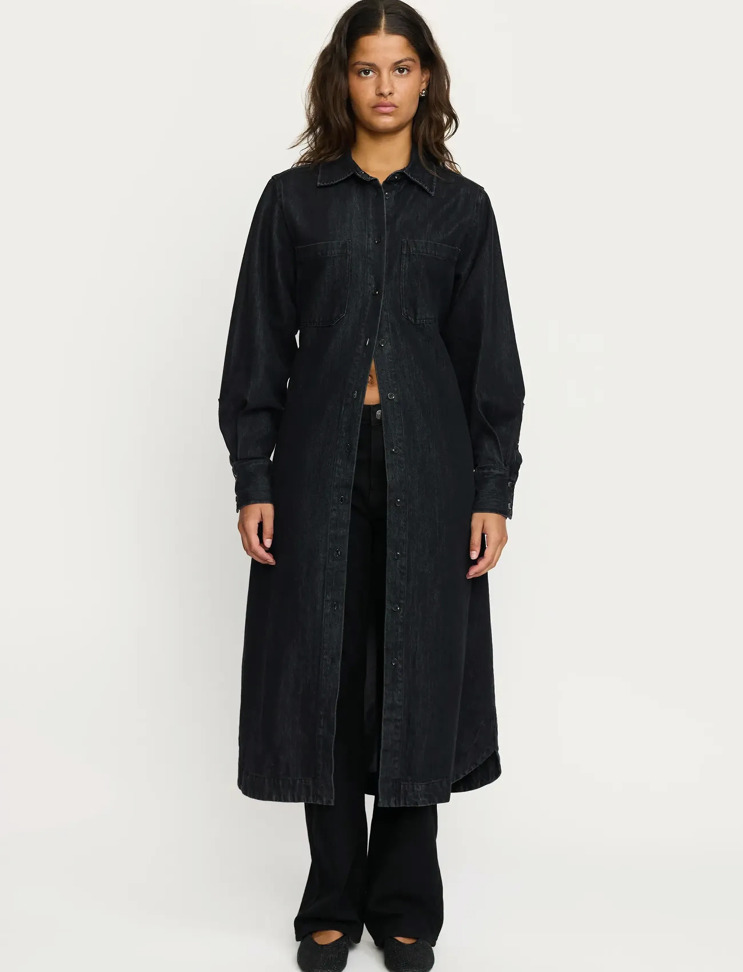 Soft Rebels Srkeira Dress, Kvinder, Denim Skjortekjole, Grå, Str: XS