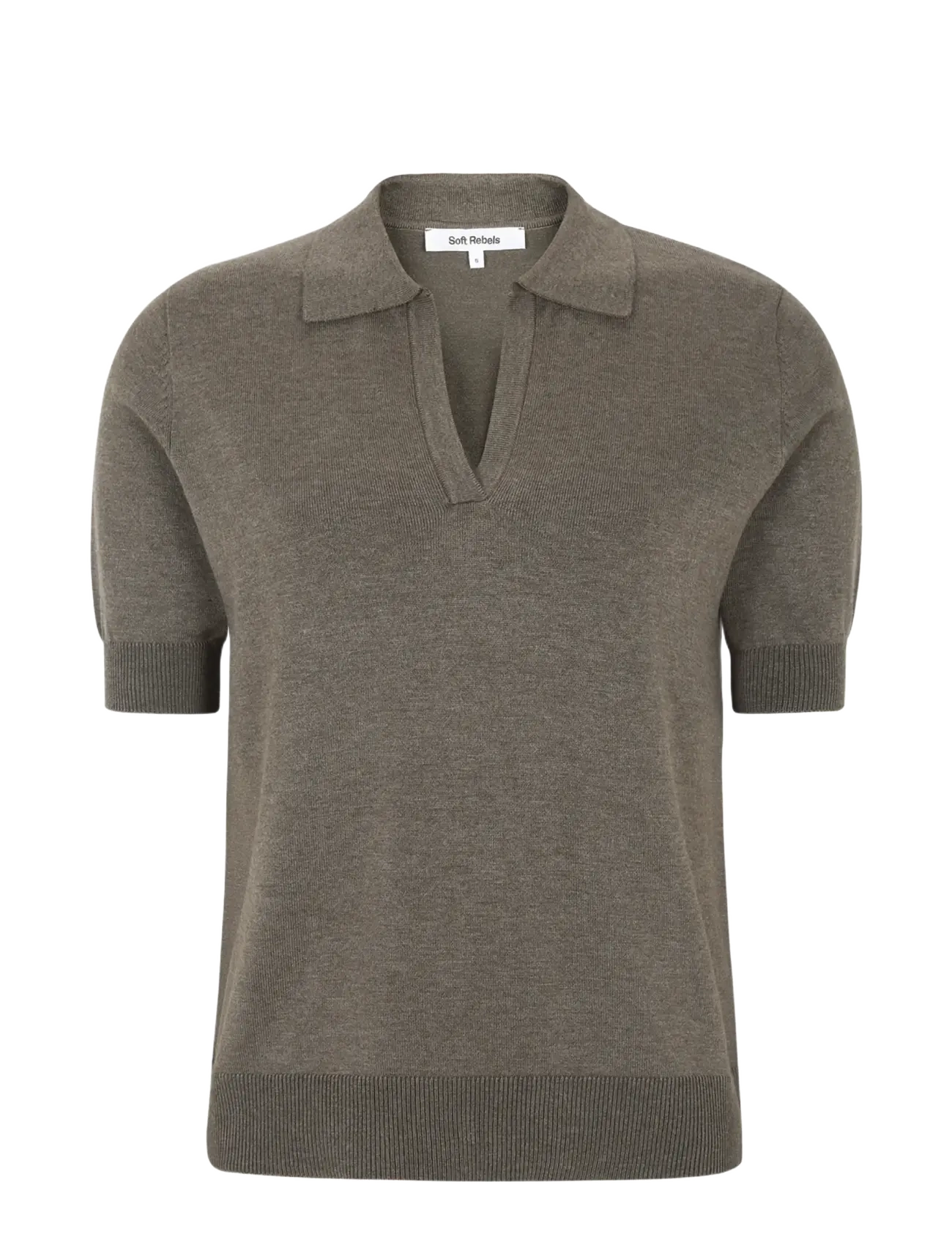Soft Rebels SRParker Polo V-neck Knit - Kläder - 368 CANTEEN MELANGE / khaki/green