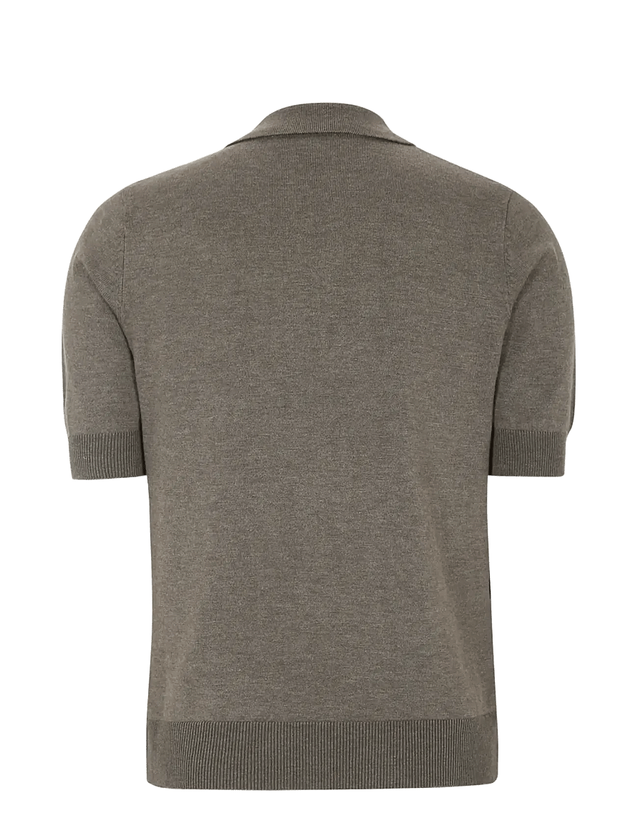 Soft Rebels - SRParker Polo V-neck Knit - stickade tröjor - 368 canteen melange - 2