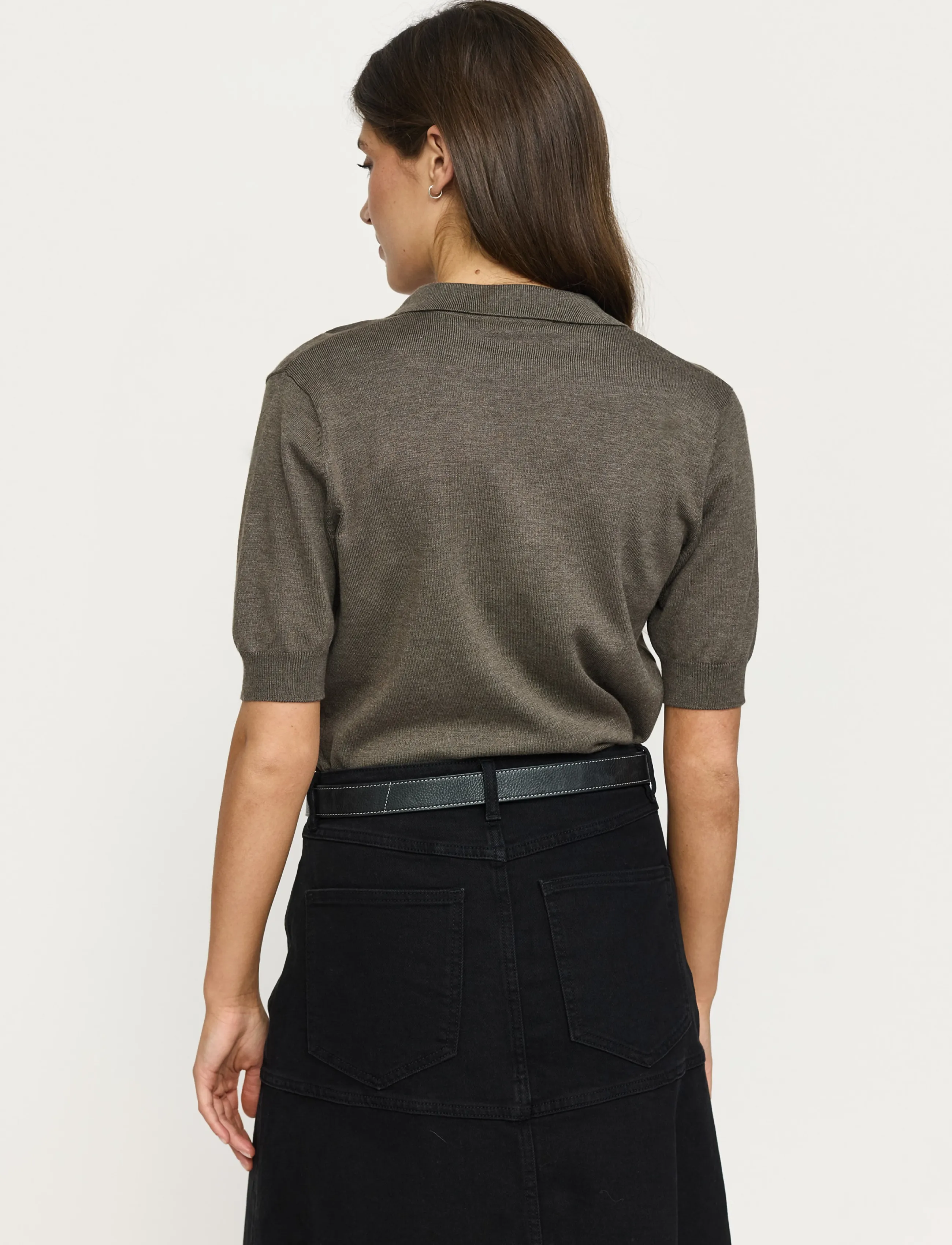Soft Rebels - SRParker Polo V-neck Knit - stickade tröjor - 368 canteen melange - 3