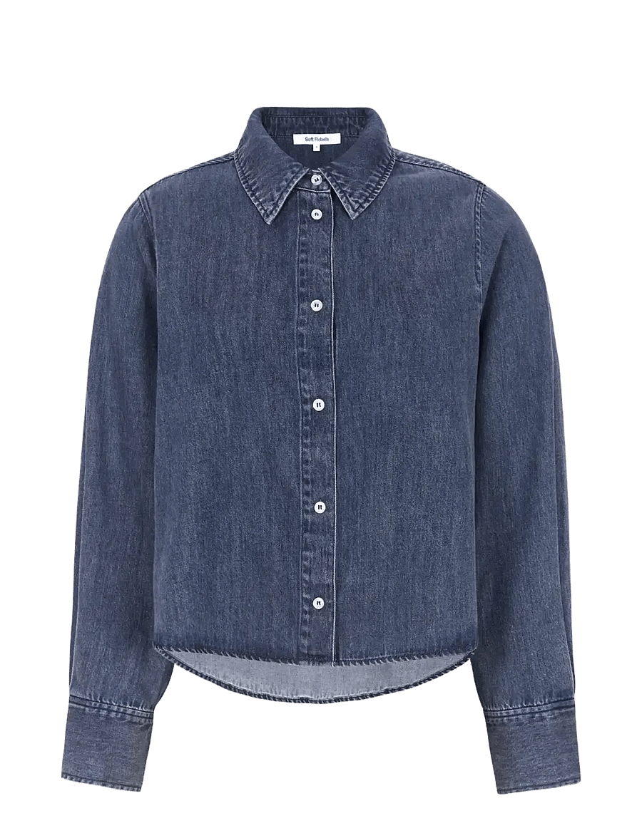 Soft Rebels - SRKeira Cropped Shirt - dark blue denim - 1