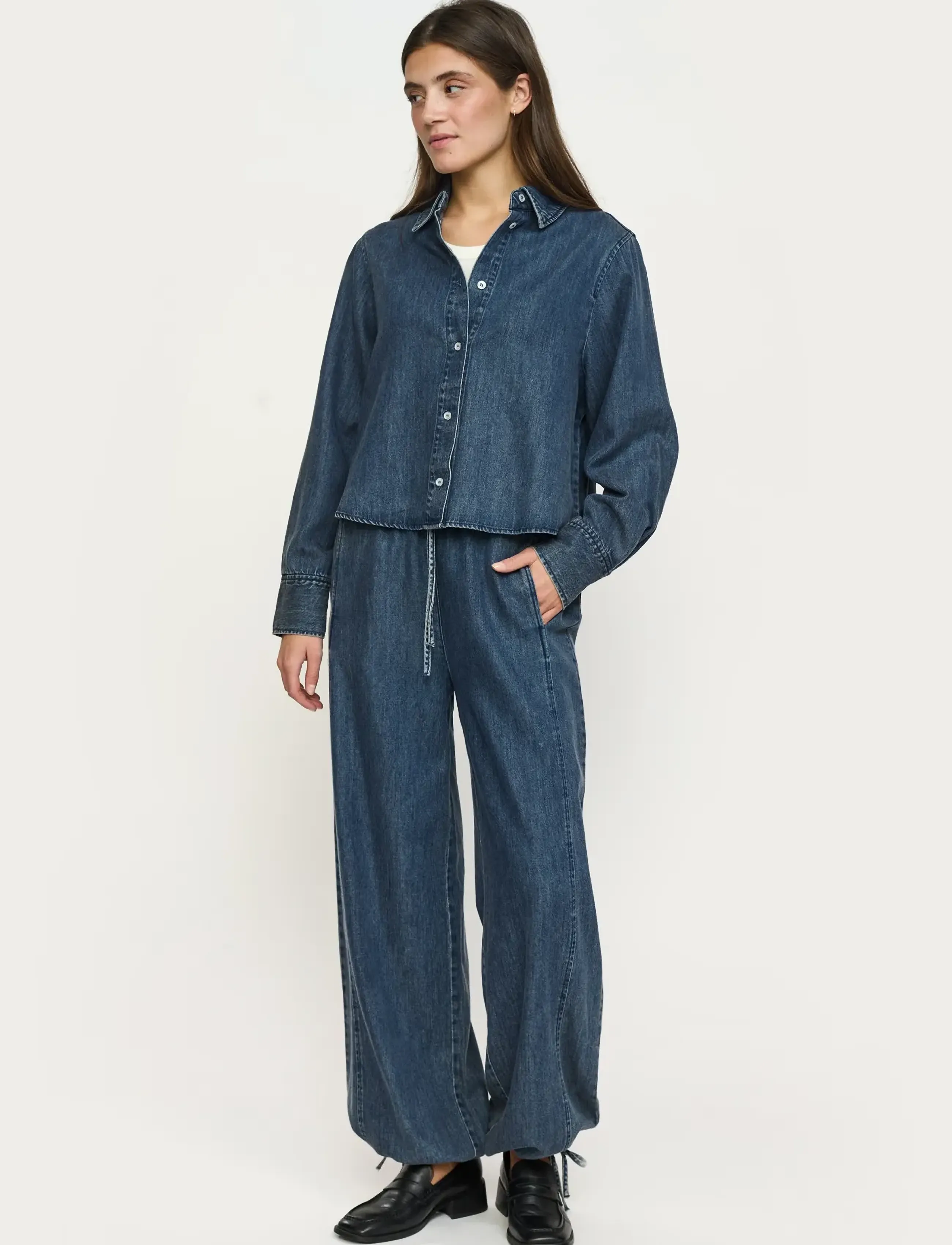 Soft Rebels - SRKeira Cropped Shirt - dark blue denim - 4