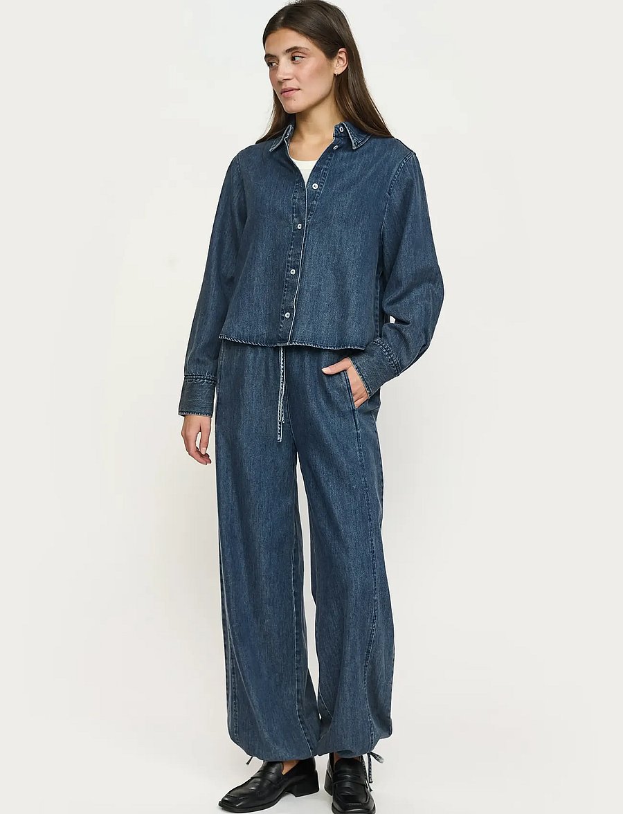 Soft Rebels - SRKeira Cropped Shirt - dark blue denim - 4