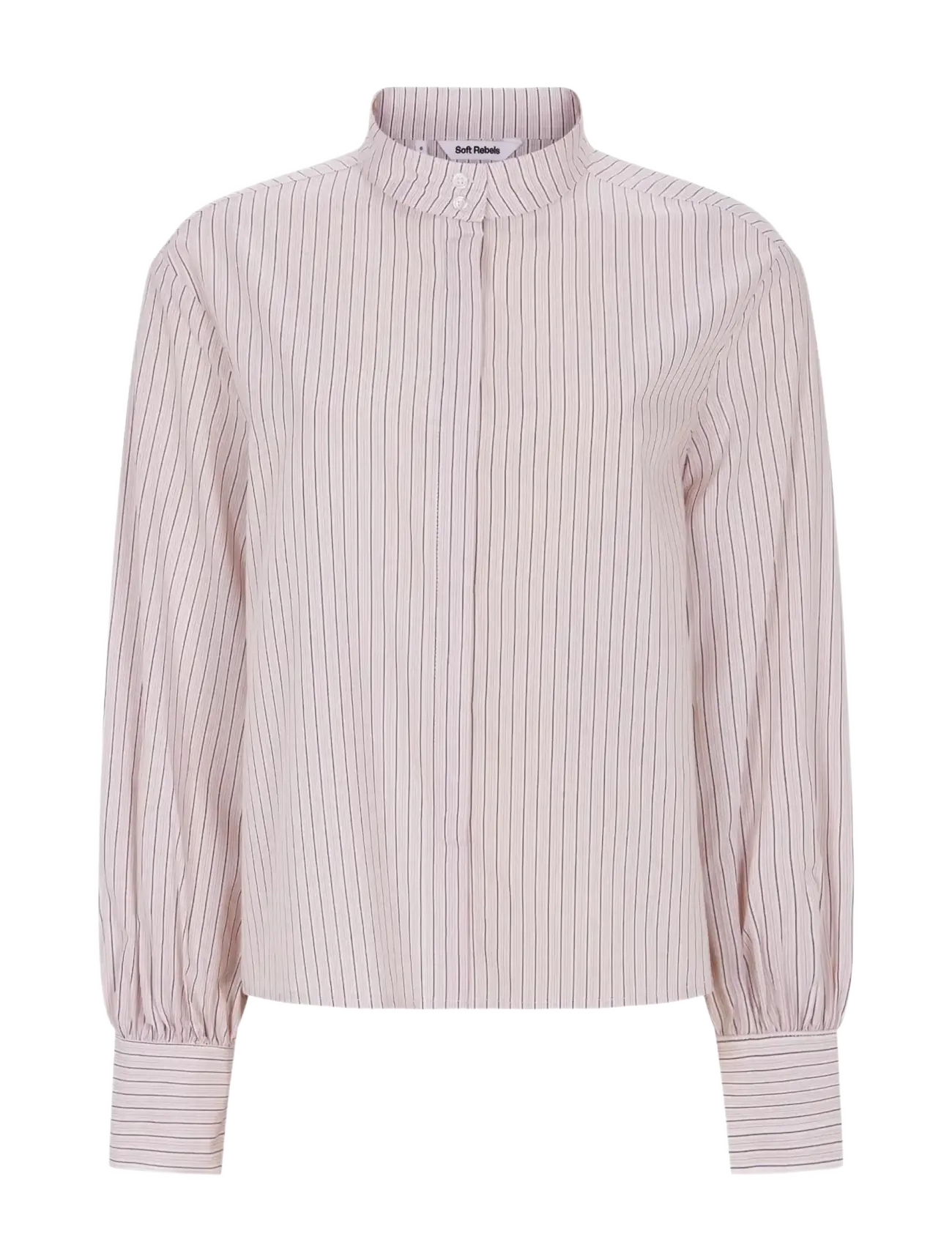 Soft Rebels SRVeronica Volume Striped Shirt - Bluzki & Koszule - STRIPE BURNISHED LILAC / pink/rose
