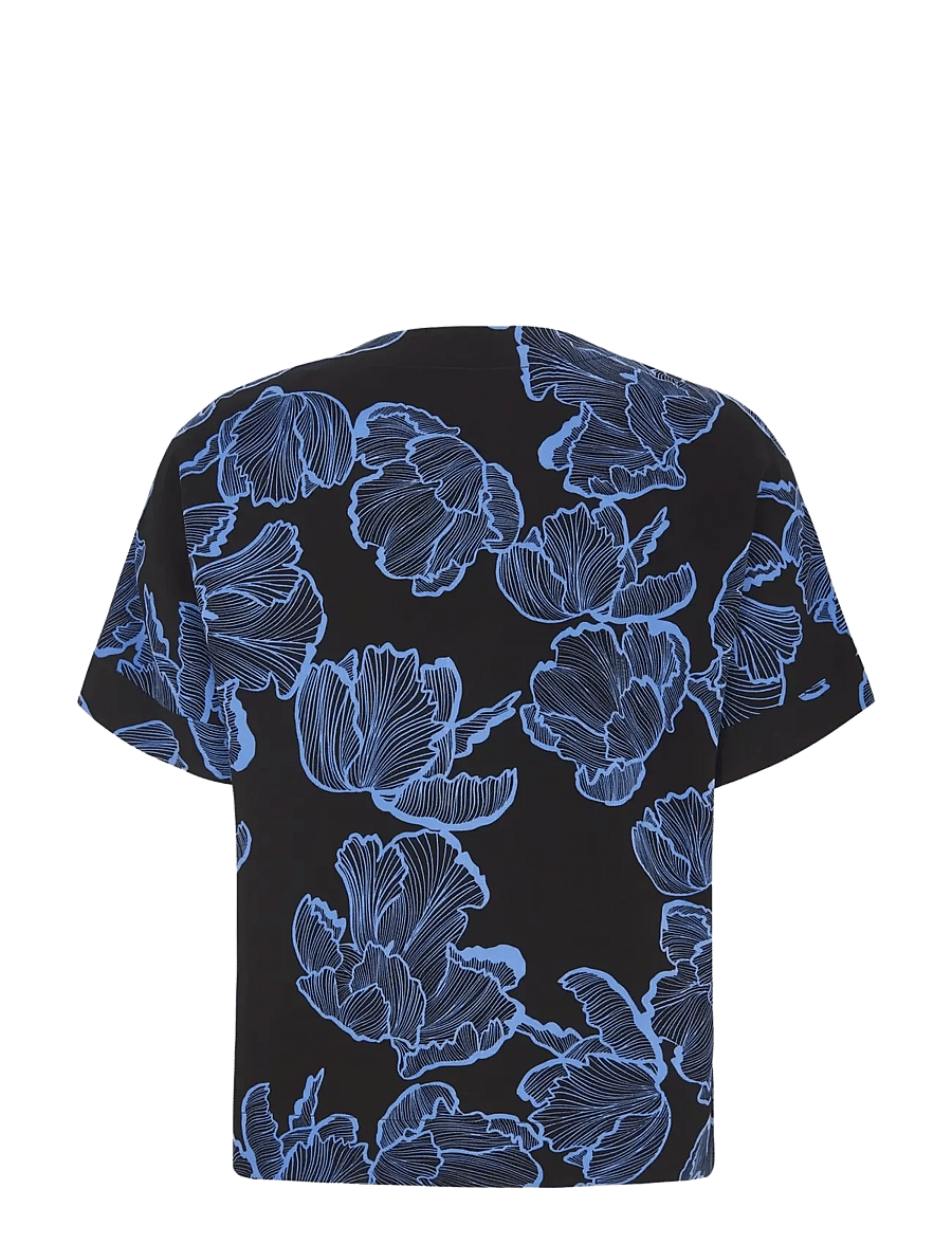 Soft Rebels - SRHanni SS Blouse - kurzärmelige blusen - flower frill black - 2