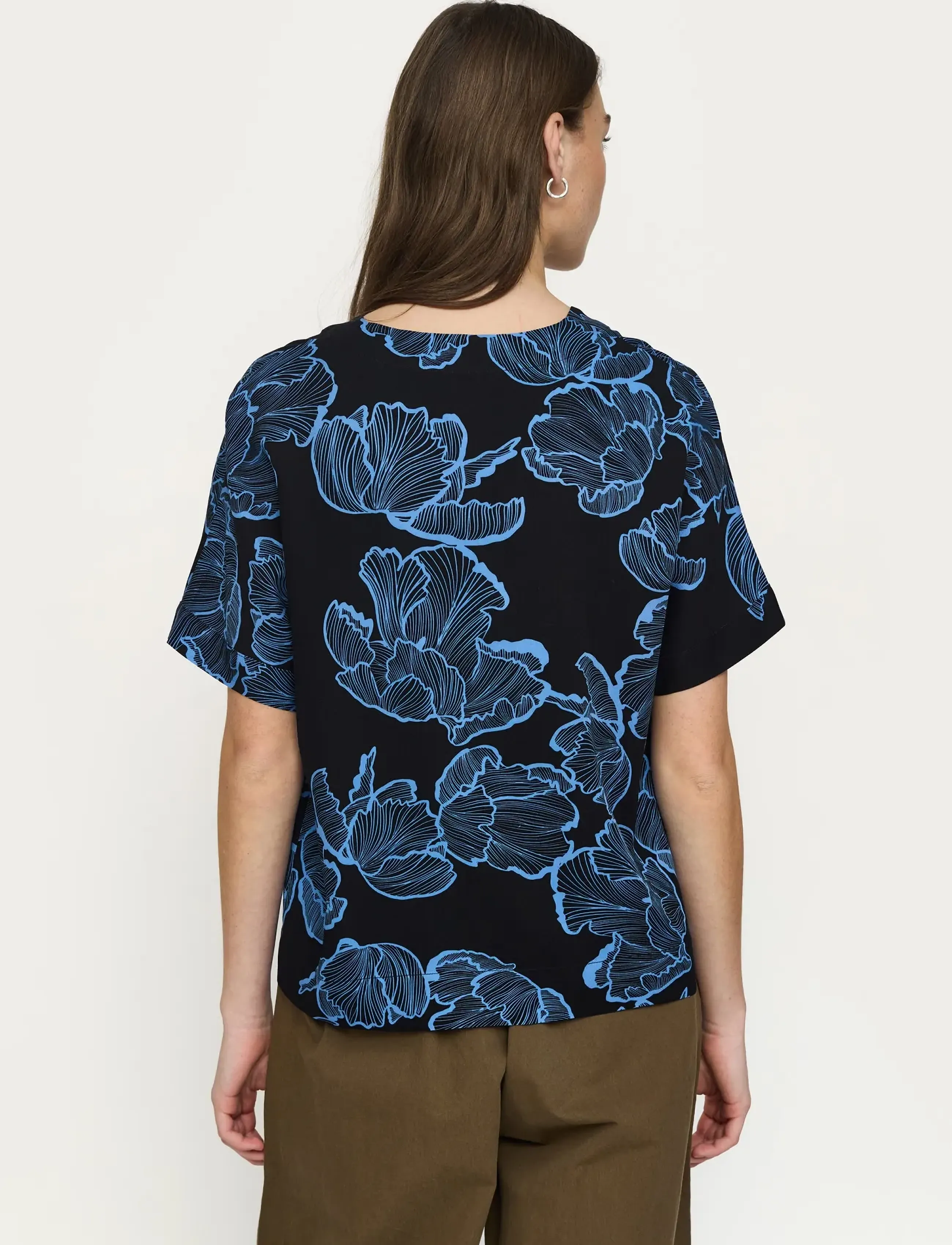 Soft Rebels - SRHanni SS Blouse - kurzärmelige blusen - flower frill black - 3