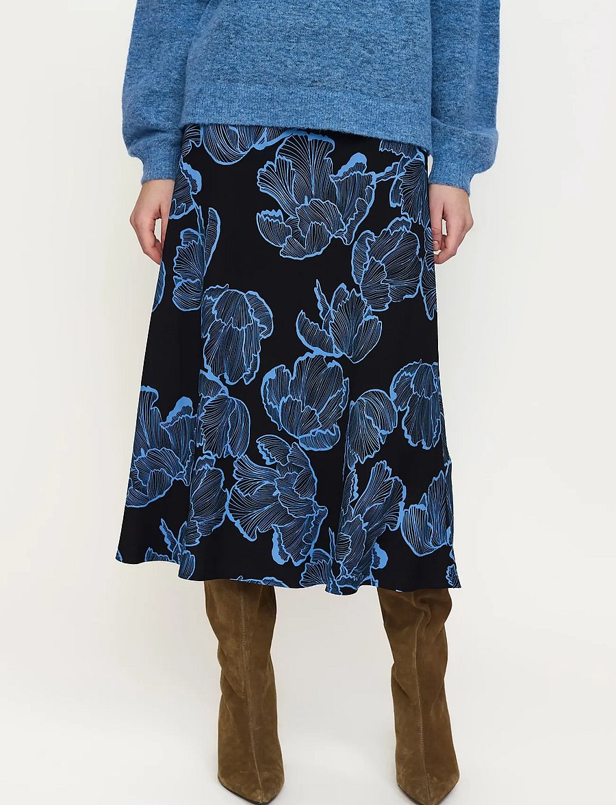 Soft Rebels - SRHanni Midi Skirt - vidutinio ilgio sijonai - flower frill black - 0