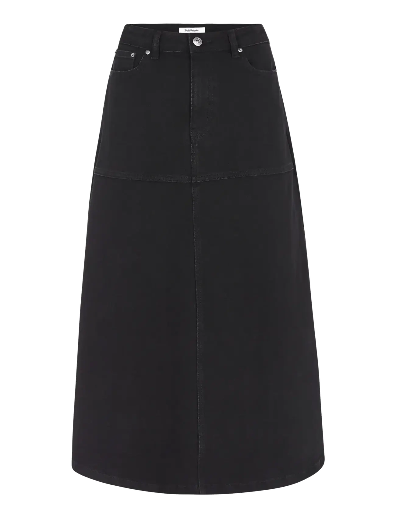 Soft Rebels SRWilla Midi Skirt Denim - Hversdagsleg Tíska - BLACK / black