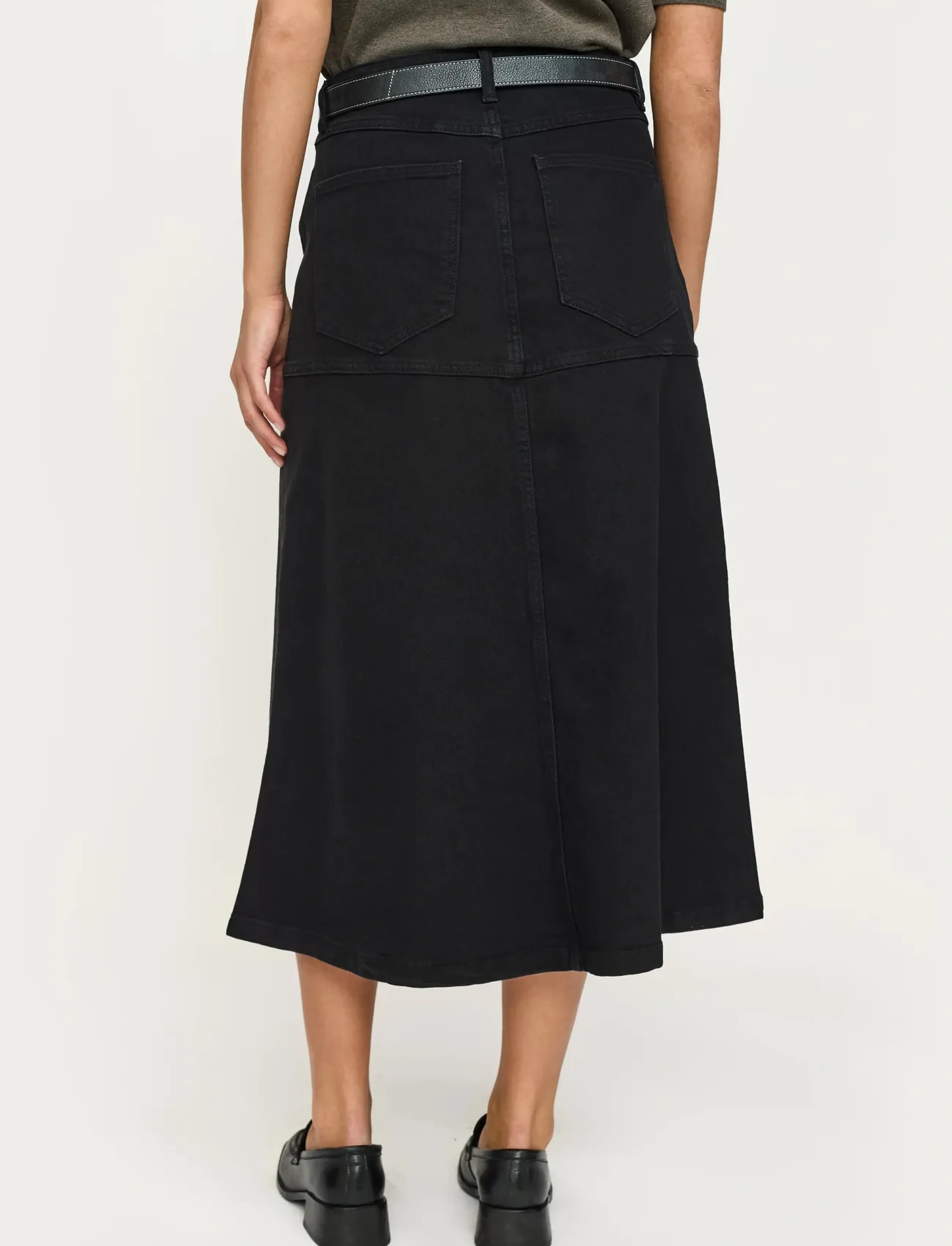 Soft Rebels Srwilla Midi Skirt Denim, M, Röcke, Schwarz - Knee-length & Frauen
