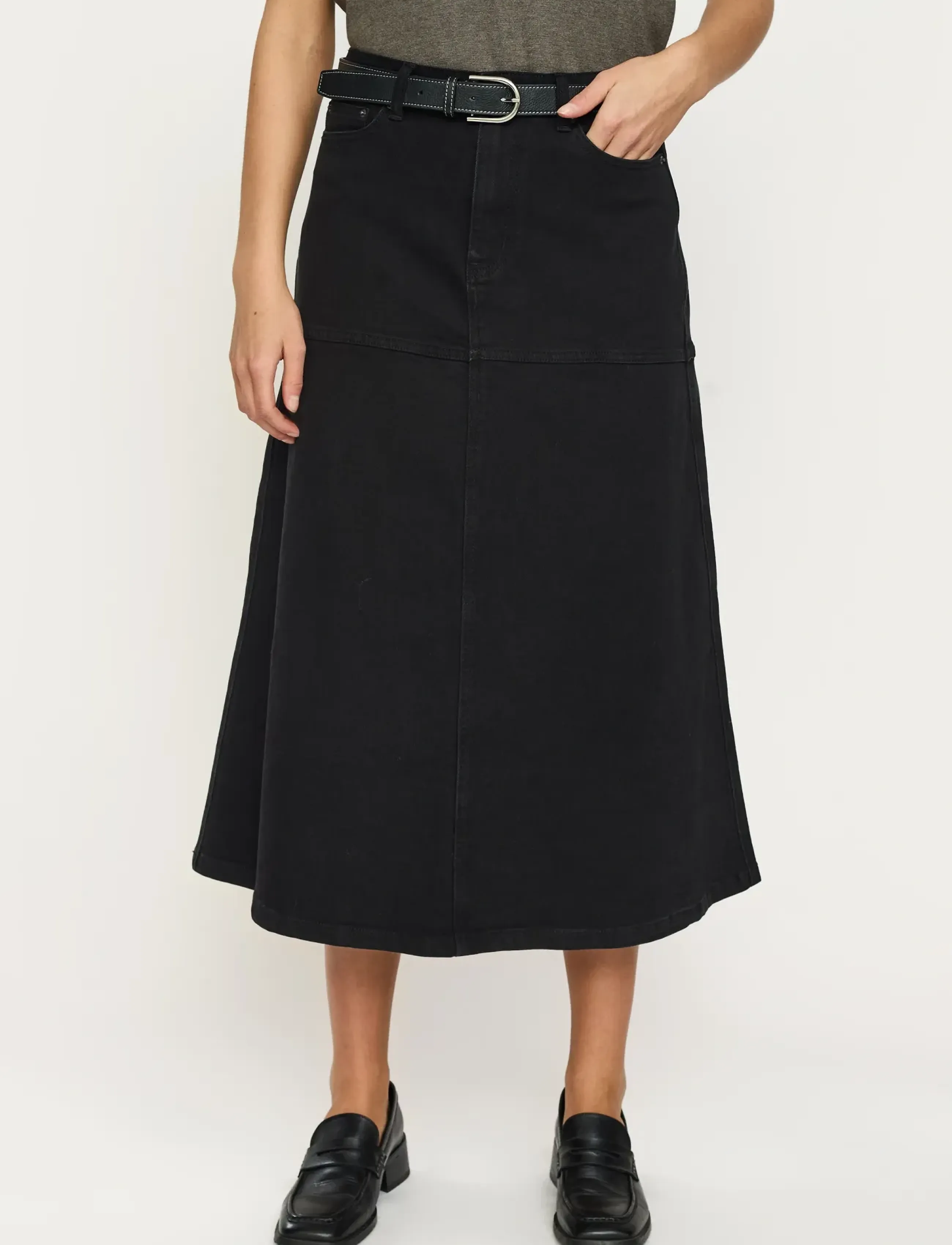 Soft Rebels - SRWilla Midi Skirt Denim - gallapils - black - 3