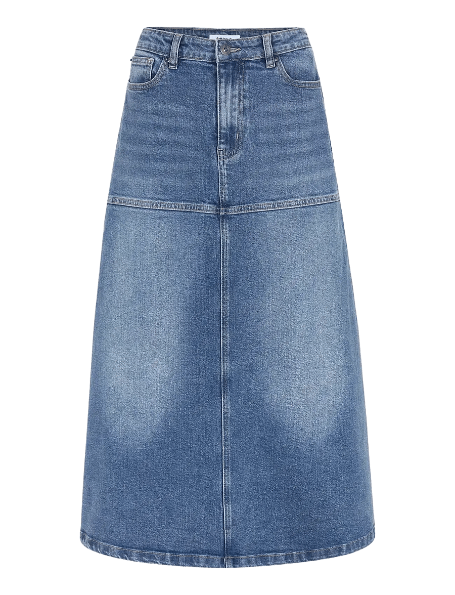 Soft Rebels - SRWilla Midi Skirt Denim - denimnederdele - true blue - 1
