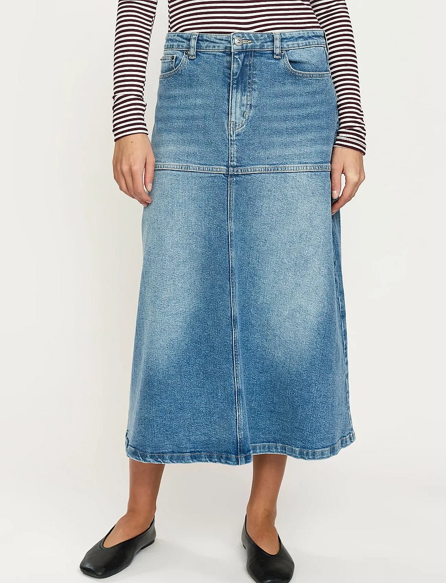 Soft Rebels - SRWilla Midi Skirt Denim - denimnederdele - true blue - 0