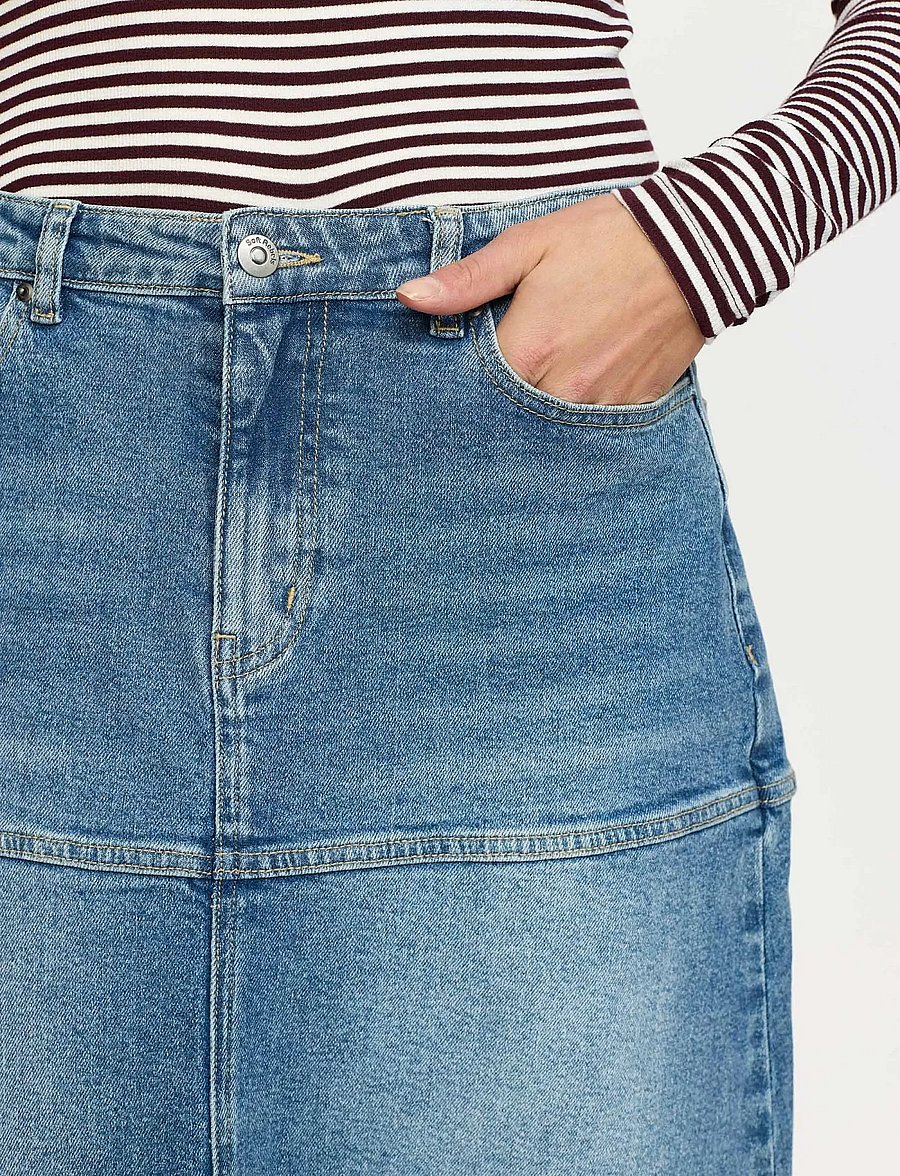Soft Rebels - SRWilla Midi Skirt Denim - denimnederdele - true blue - 4