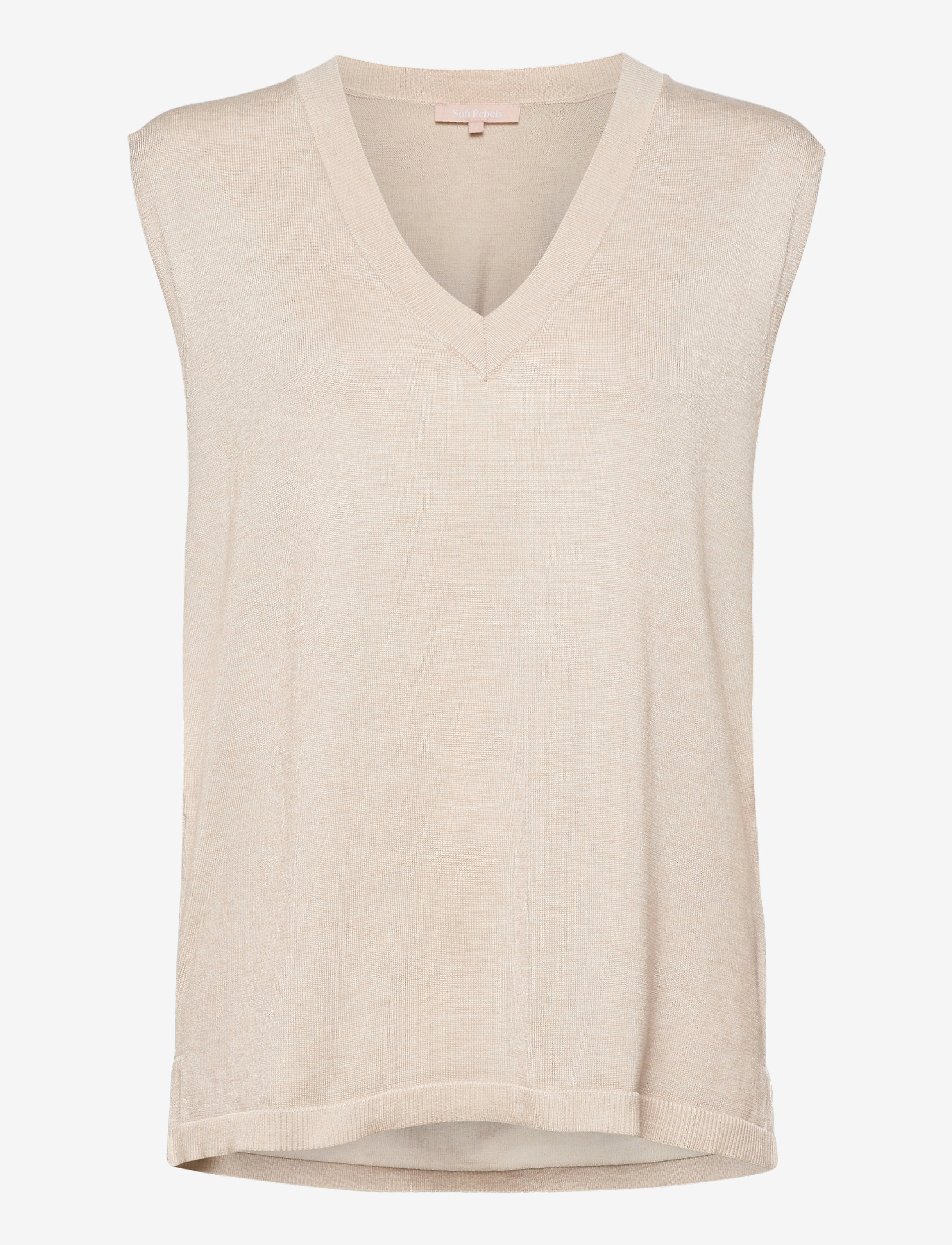 SRMarla V-neck Loose Fit Knit Vest - WHITECAP GRAY
