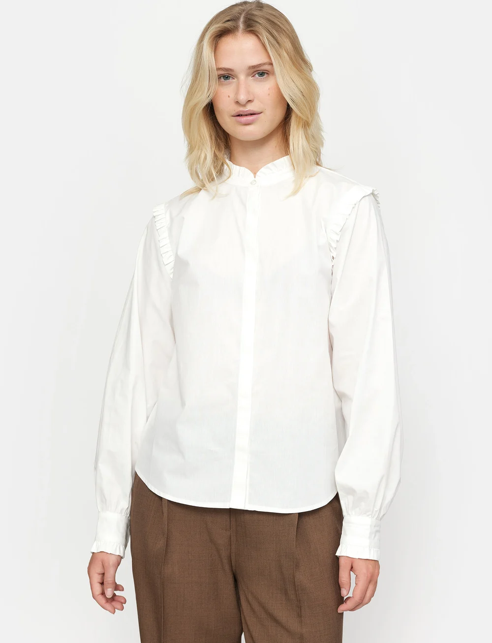 Soft Rebels - SRIndia Shirt Solid - langærmede bluser - snow white - 0