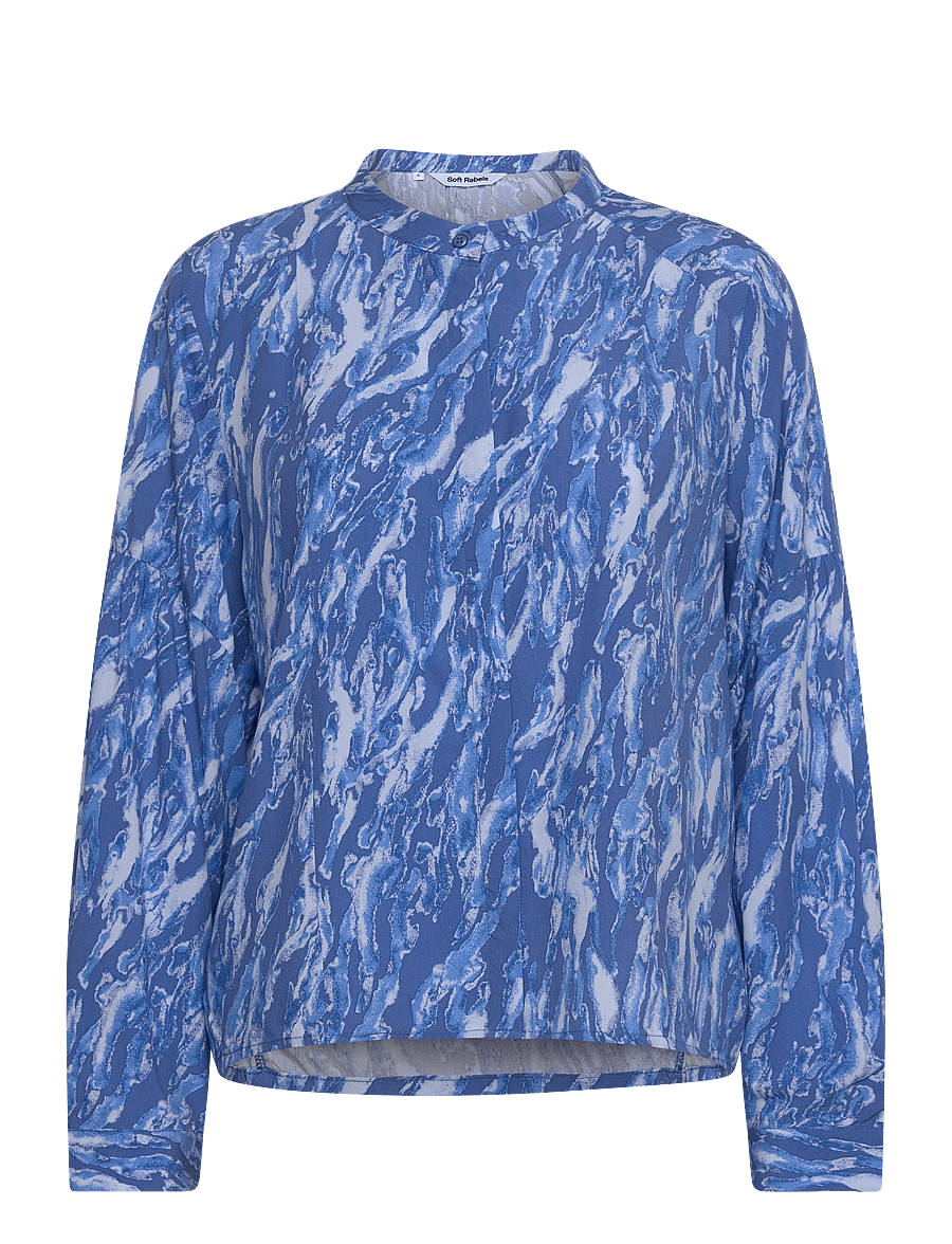 Soft Rebels - SRMikala Shirt - långärmade blusar - fuzzy lines delft - 1