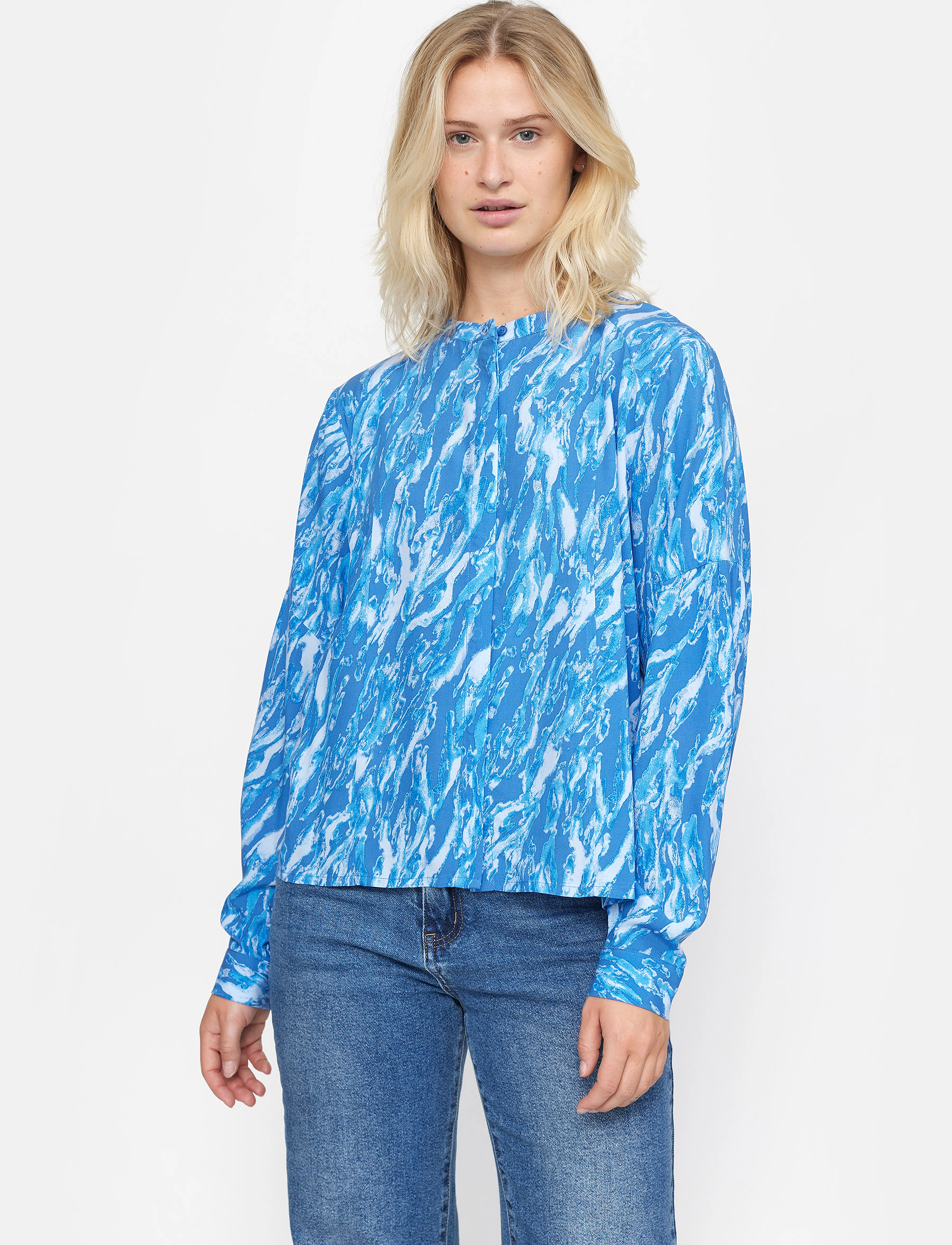Soft Rebels Srmikala Shirt, XS, Blouses, Blau - Long-sleeved, Frauen