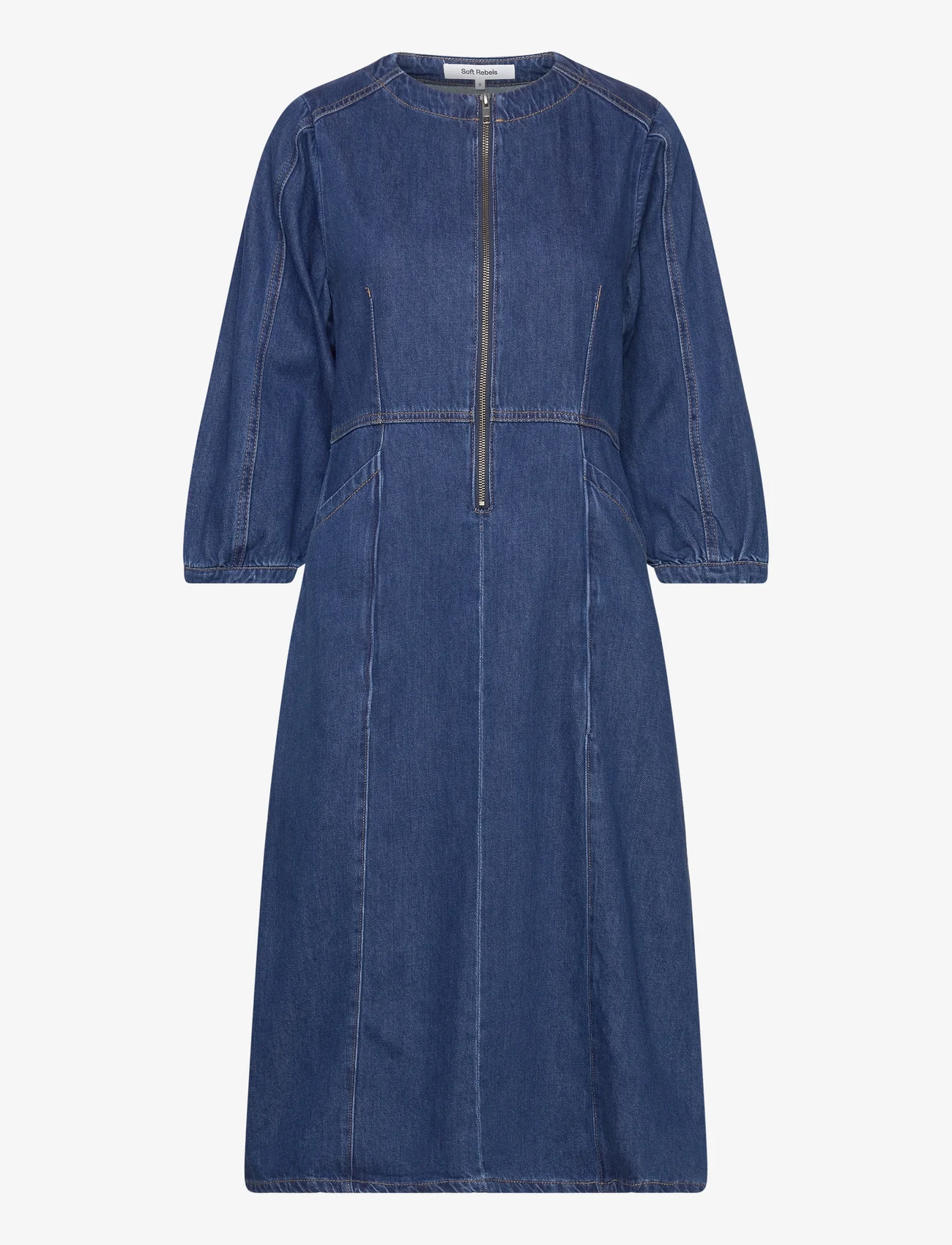 Soft Rebels - SRMariana Midi Dress - denim dresses - dark blue denim - 0
