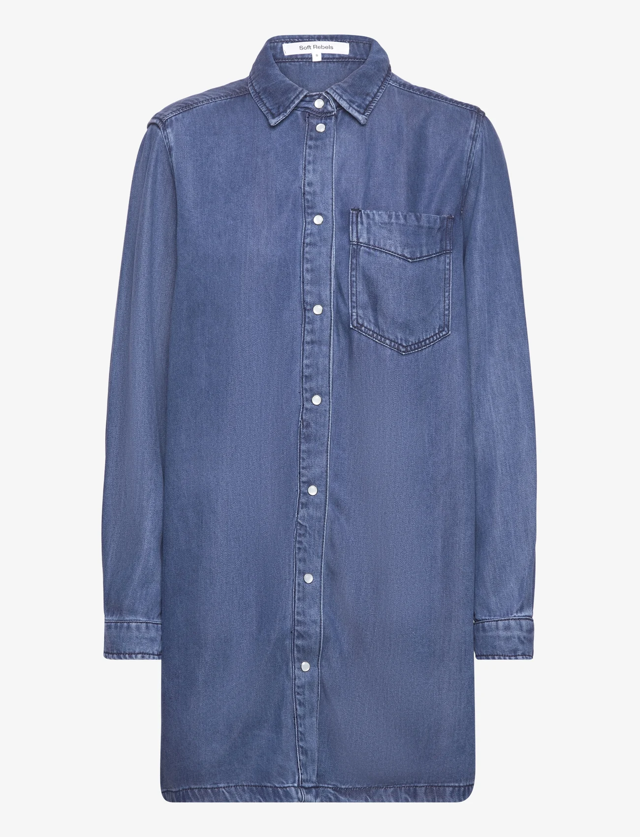Soft Rebels - SRSara Shirt - long-sleeved shirts - medium blue wash - 0