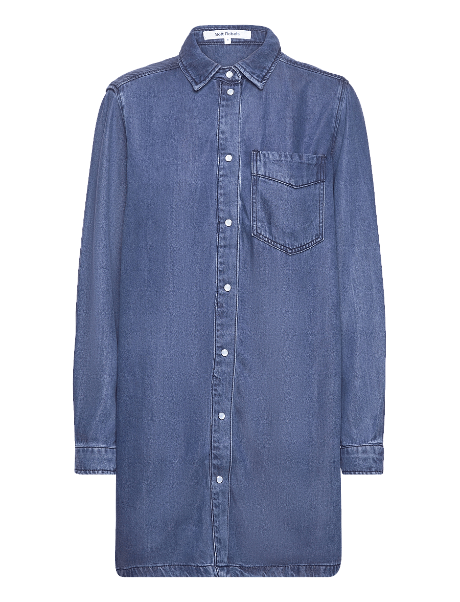 Soft Rebels - SRSara Shirt - långärmade skjortor - medium blue wash - 1