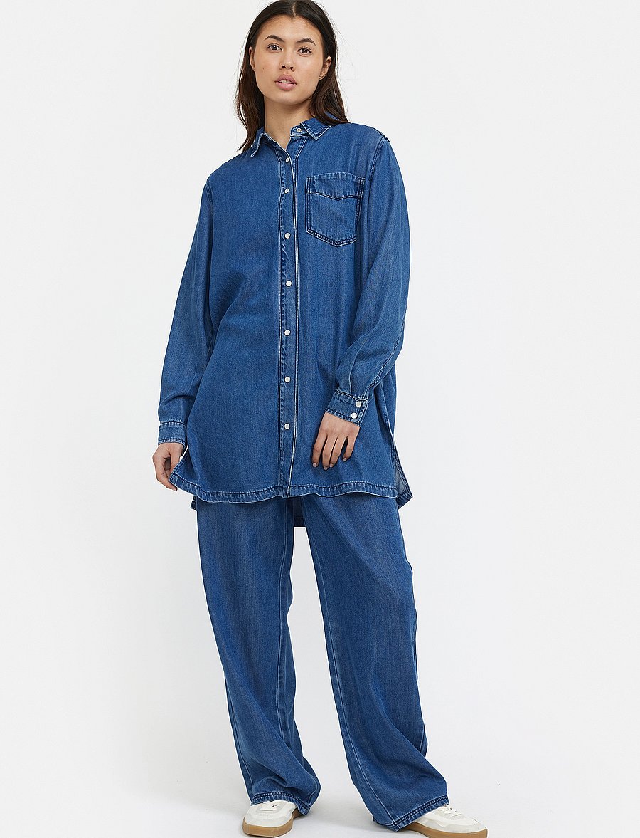 Soft Rebels - SRSara Shirt - långärmade skjortor - medium blue wash - 0
