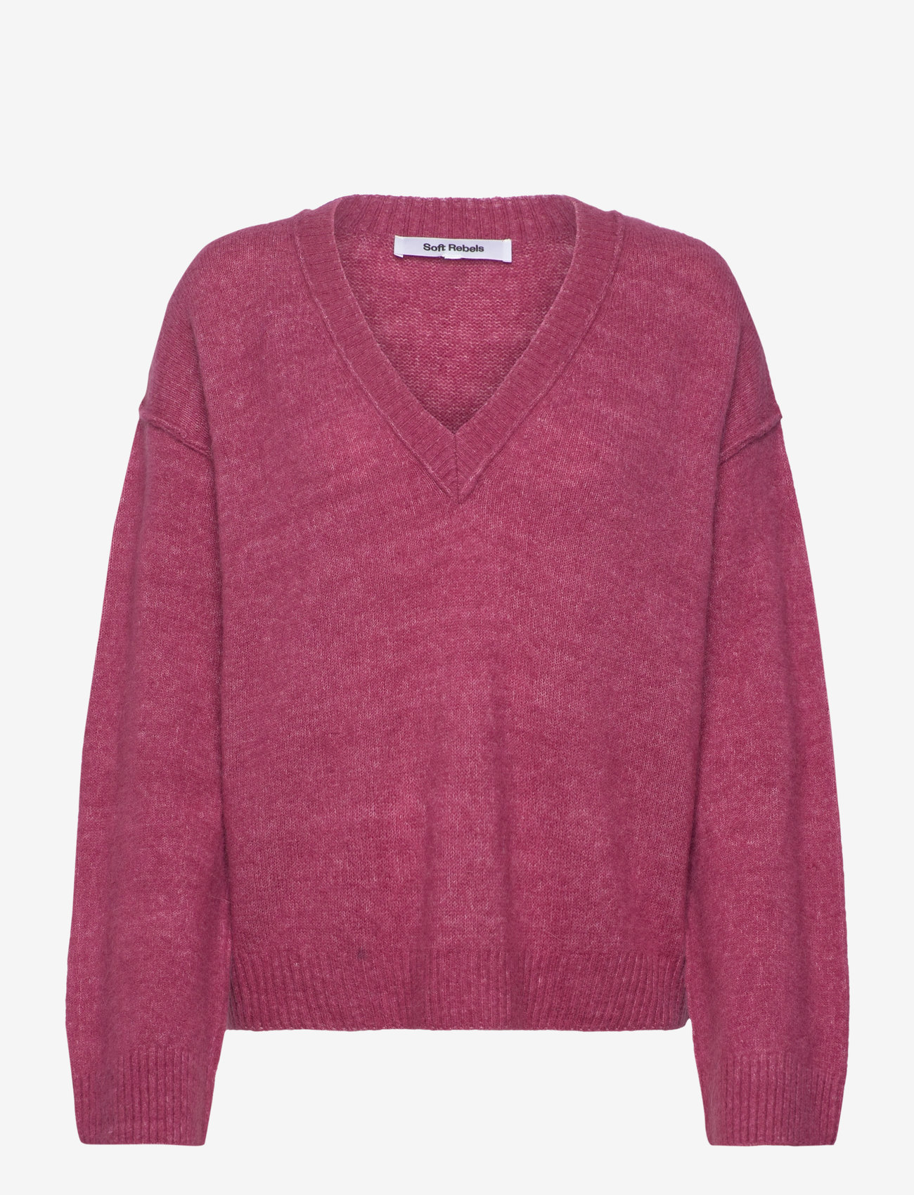 Soft Rebels - SRAllison V-neck Knit - rose wine melange - 1