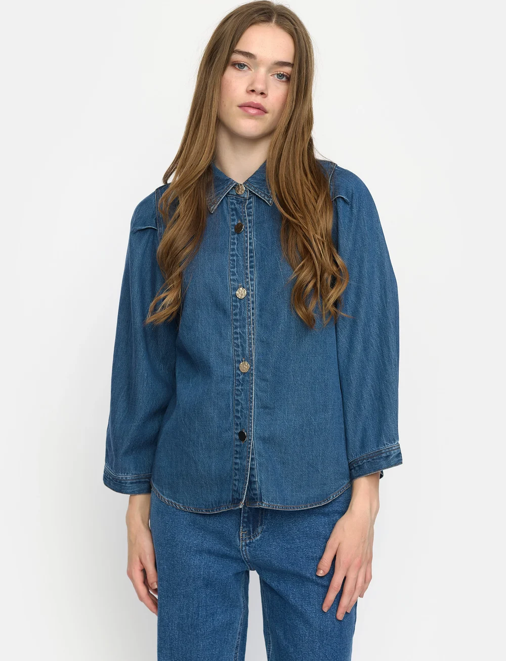 Soft Rebels - SRErin Shirt - teksasärgid - medium blue denim wash - 0