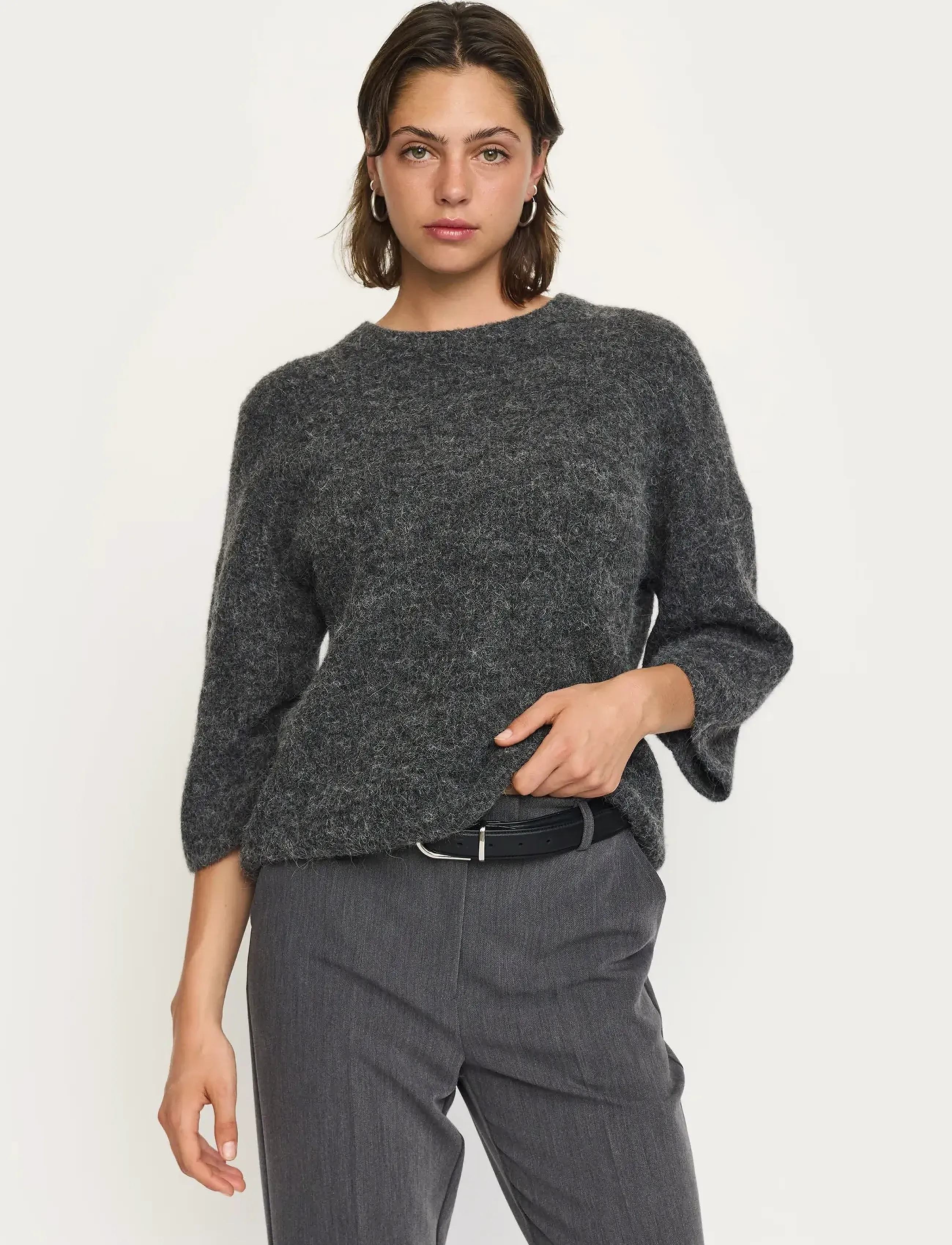Soft Rebels Srhema Knit, L, Grey, Strik > Trøjer, Dame